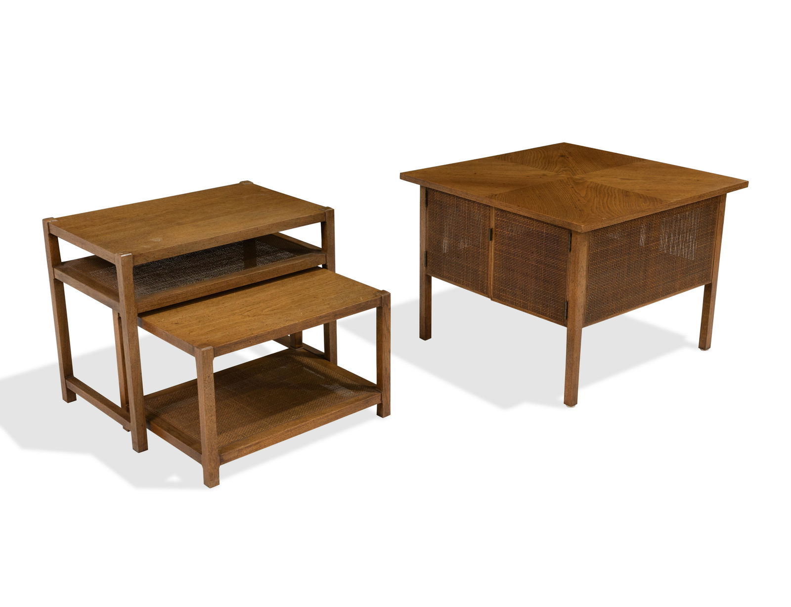 Cane End Table and Nesting Tables (1 of 3)