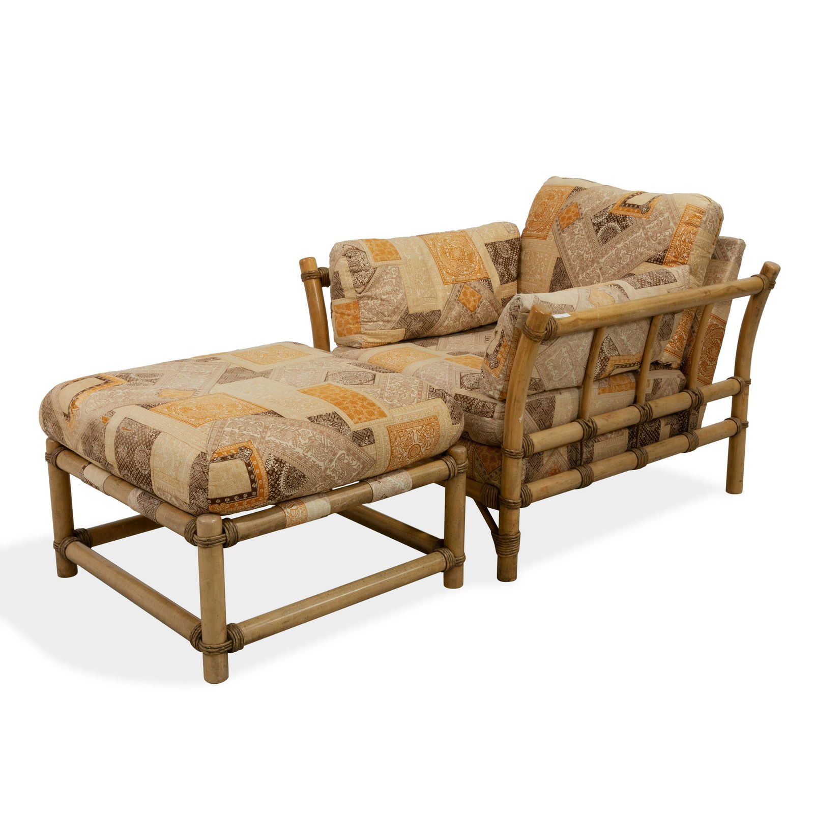 Bamboo Style Lounge Chair and Ottoman (1 of 1)