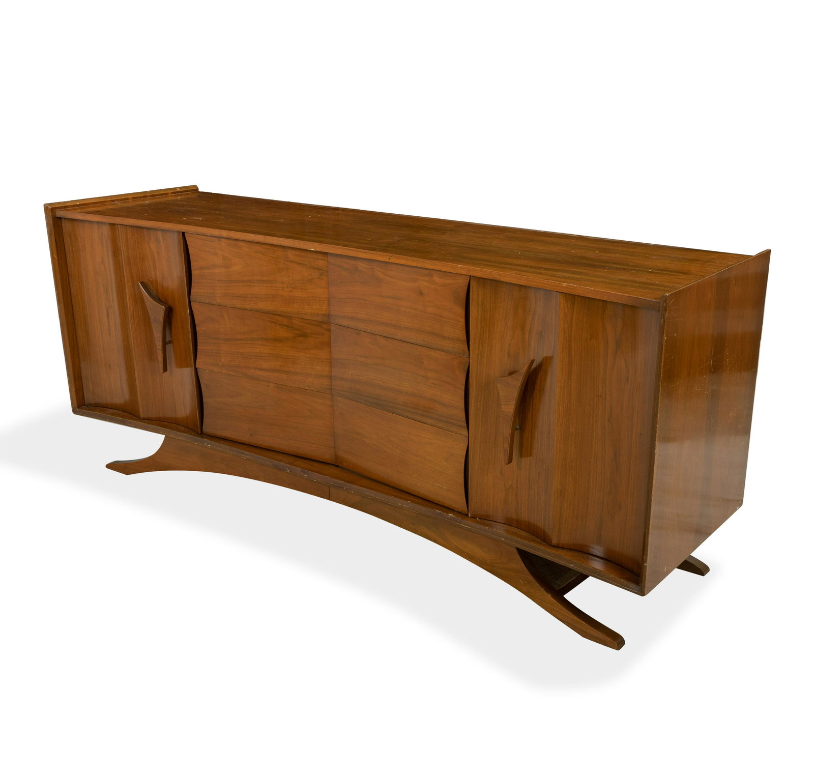 Sculpted Walnut Concave Credenza (1 of 6)
