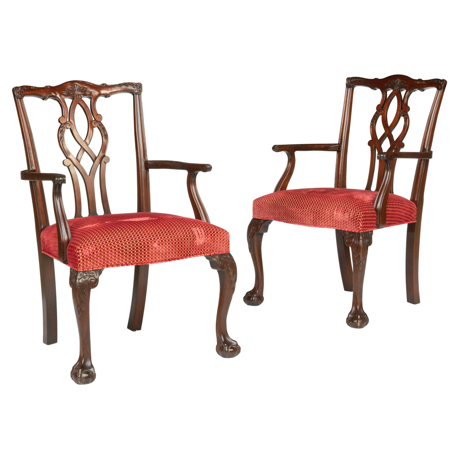 Mahogany Chippendale Style Chairs - 8: Description - Set of 8 ball and claw mahogany Chippendale style chairs. Dimensions - 36" x 19" x 24"