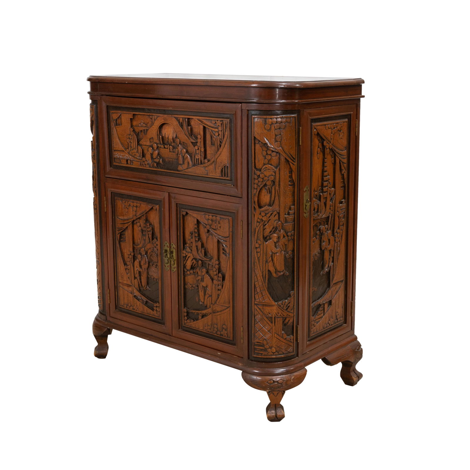 Carved Oriental Bar Cabinet (1 of 8)