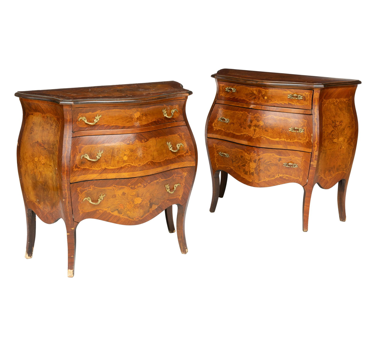 Italian Inlaid Serpentine Commodes (1 of 9)