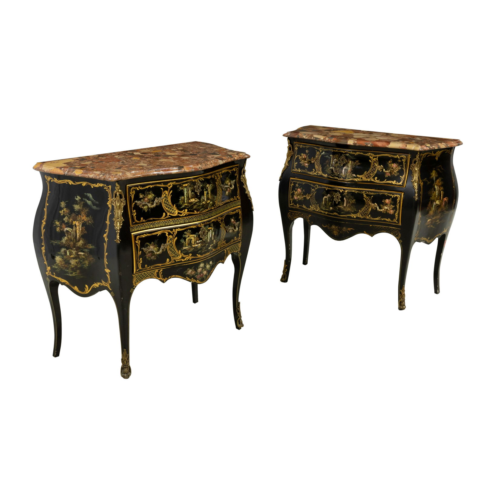 Louis XV Style Marble Top Commodes (1 of 9)