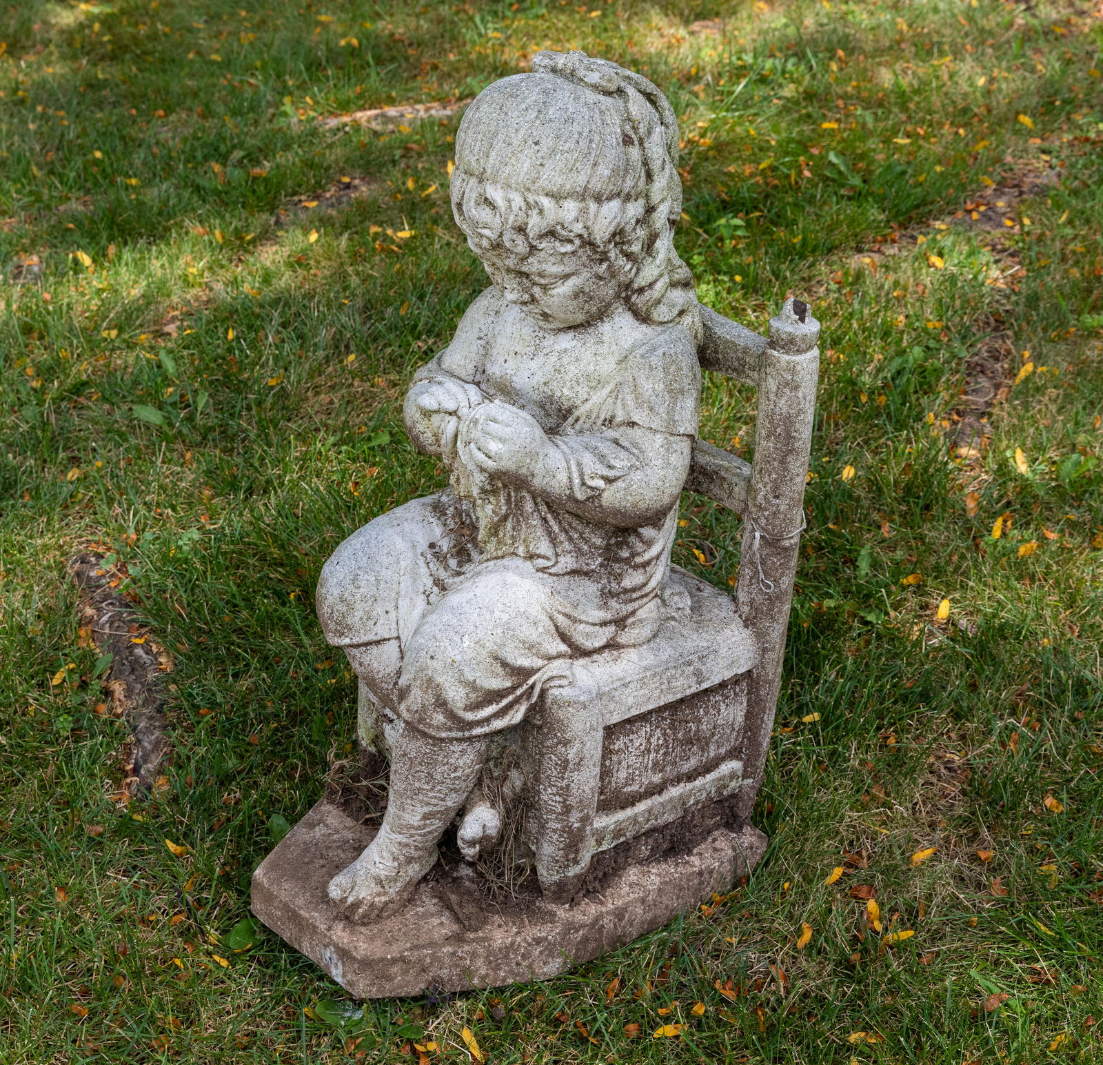 Concrete Girl Garden Statue: Description - Concrete girl garden statue. Dimensions - 26" x 10" x 15"