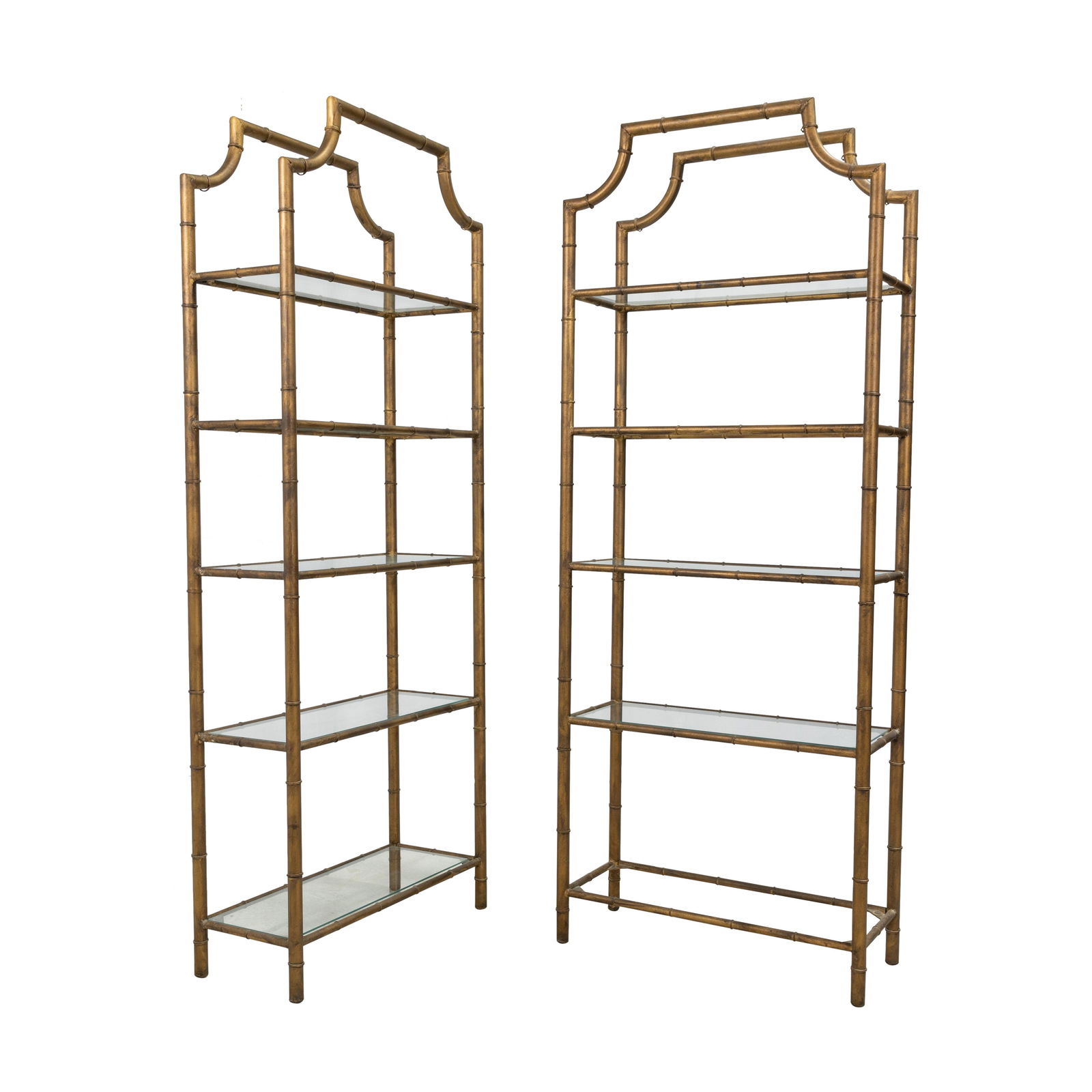 Faux Bamboo Gilt Bookshelves - Pair (1 of 3)