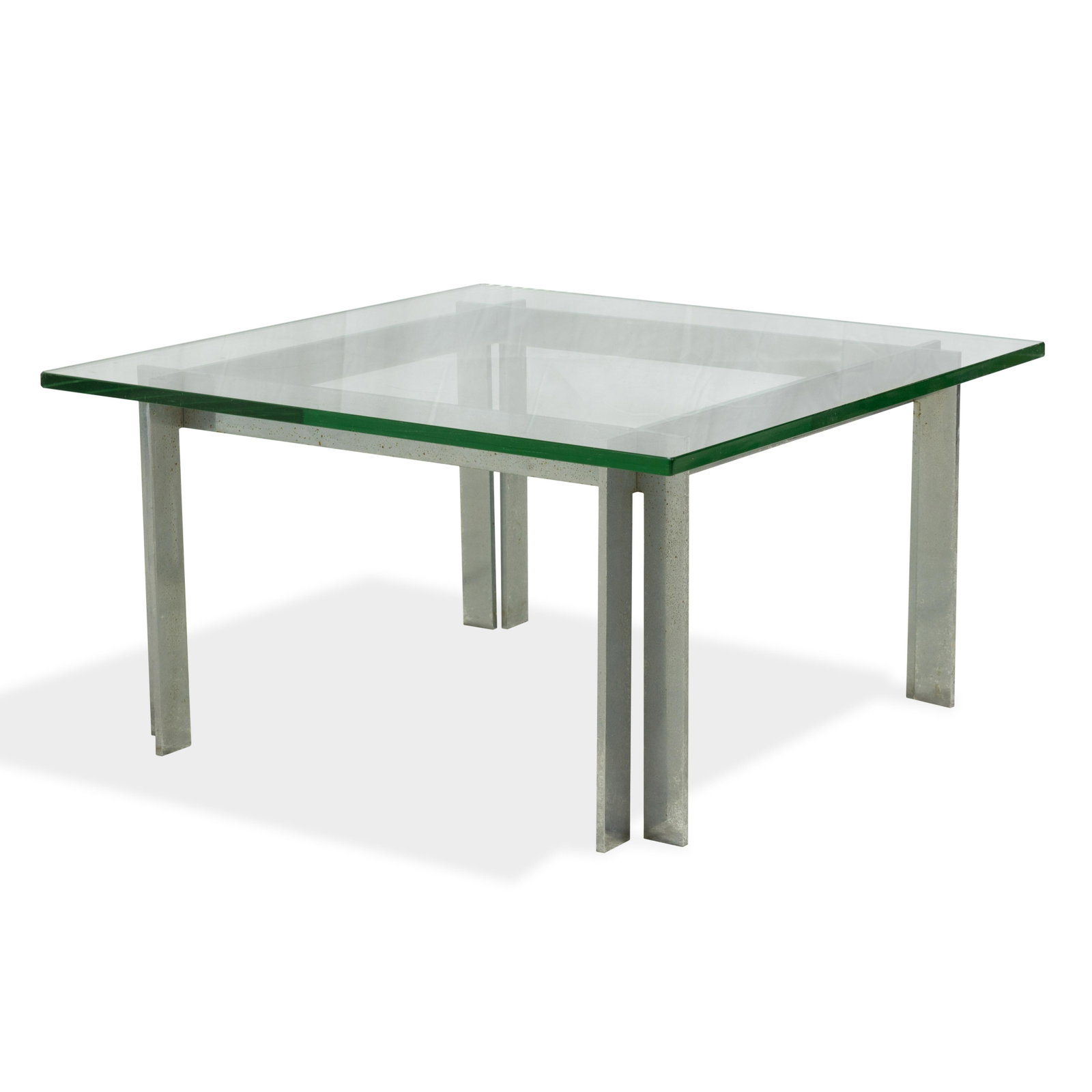 Knoll Style Chrome and Glass Table: Description - Knoll style chrome and glass table. Dimensions - 16" x 30" x 30"