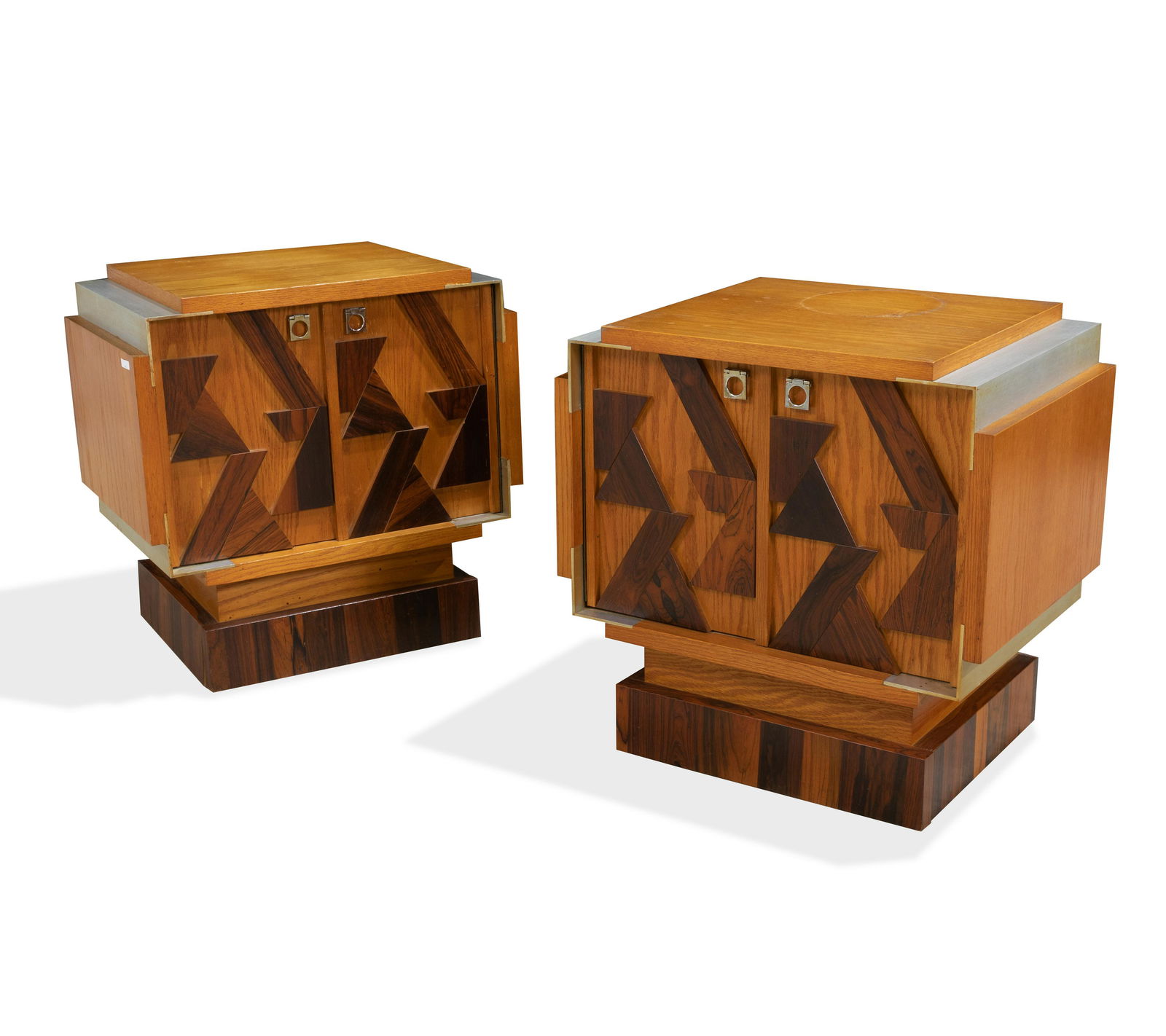 Brutalist Mixed Wood Nightstands - Pair (1 of 6)