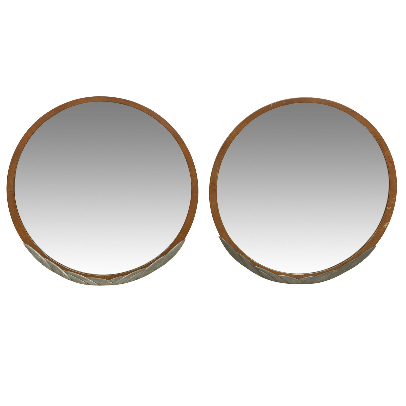 Walnut Round Mirrors - Pair (1 of 3)