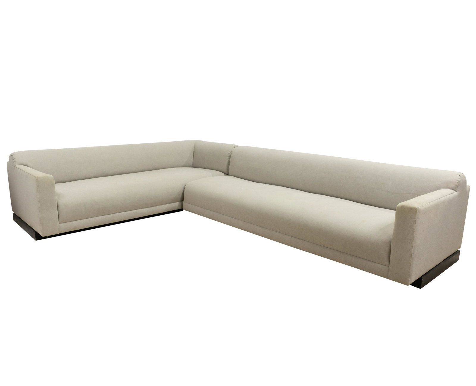 Vladimir Kagan - L Sofa: Description - Vladimir Kagan L sofa. Dimensions - 27" x 120" x 85" 35" deep 15" seat height