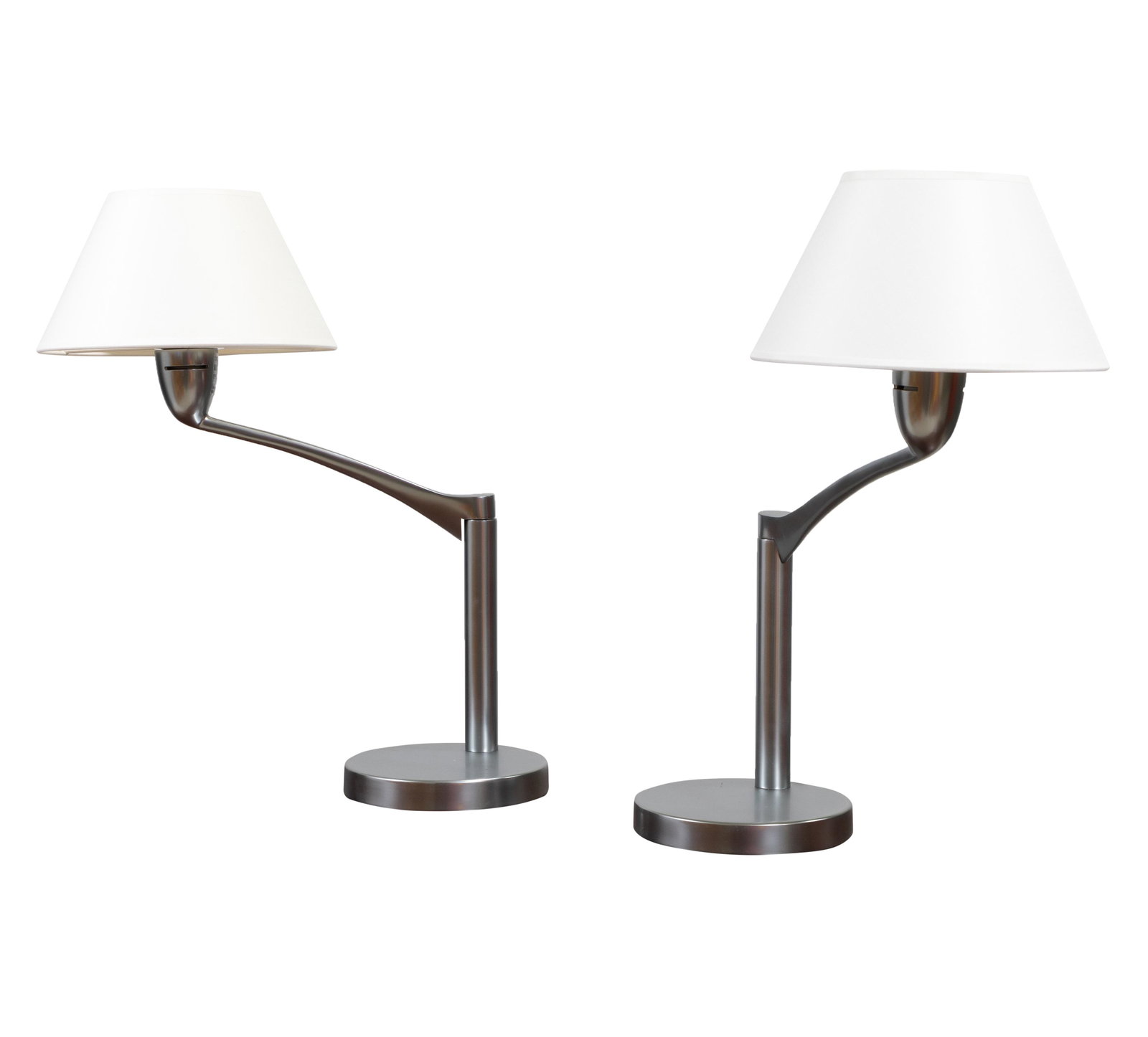 Matte Chrome Tables Lamps - Pair (1 of 2)