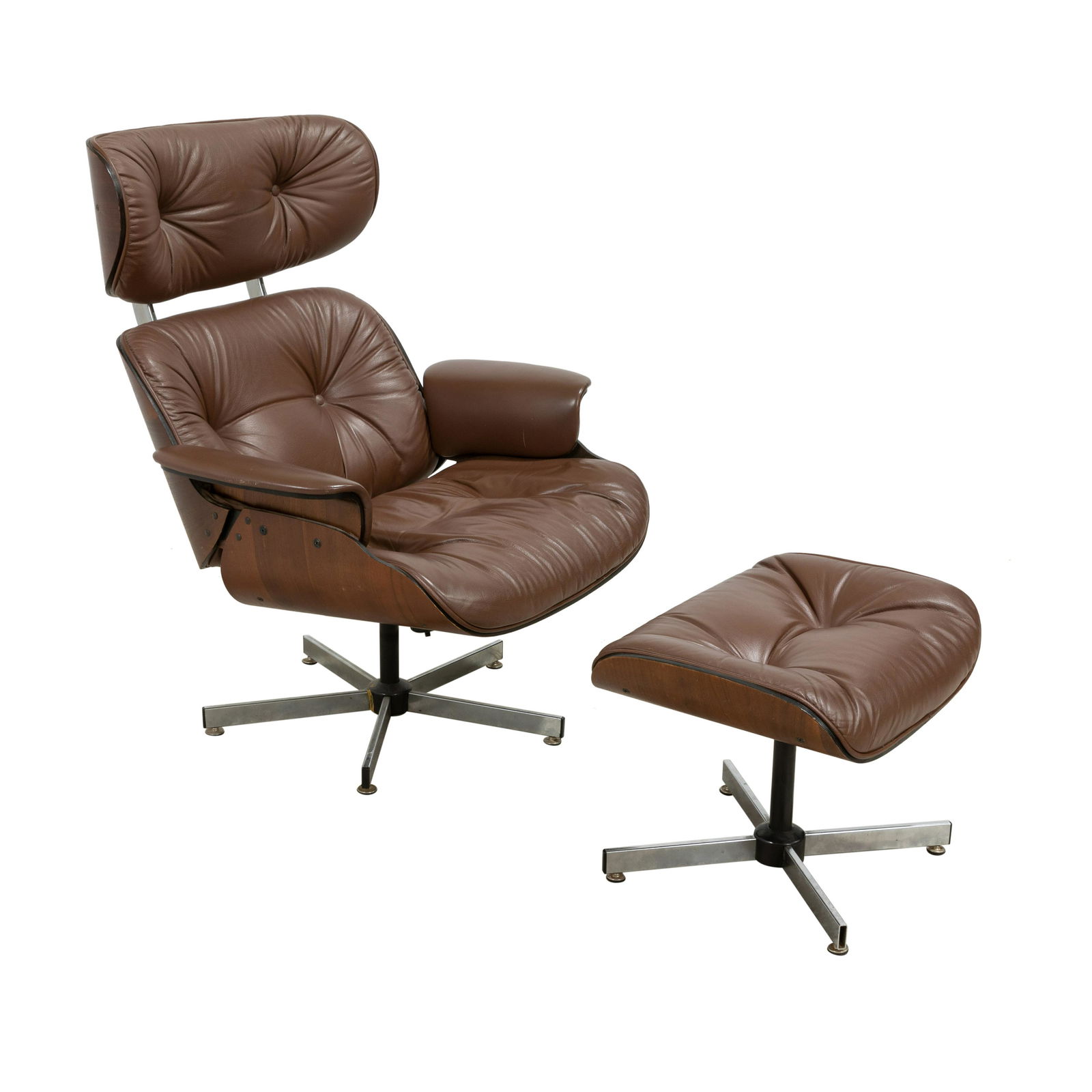 Selig Plycraft Lounge Chair and Ottoman: Description - Selig Plycraft Lounge chair and ottoman. Dimensions - chair- 39.5" x 32.5" x 33"