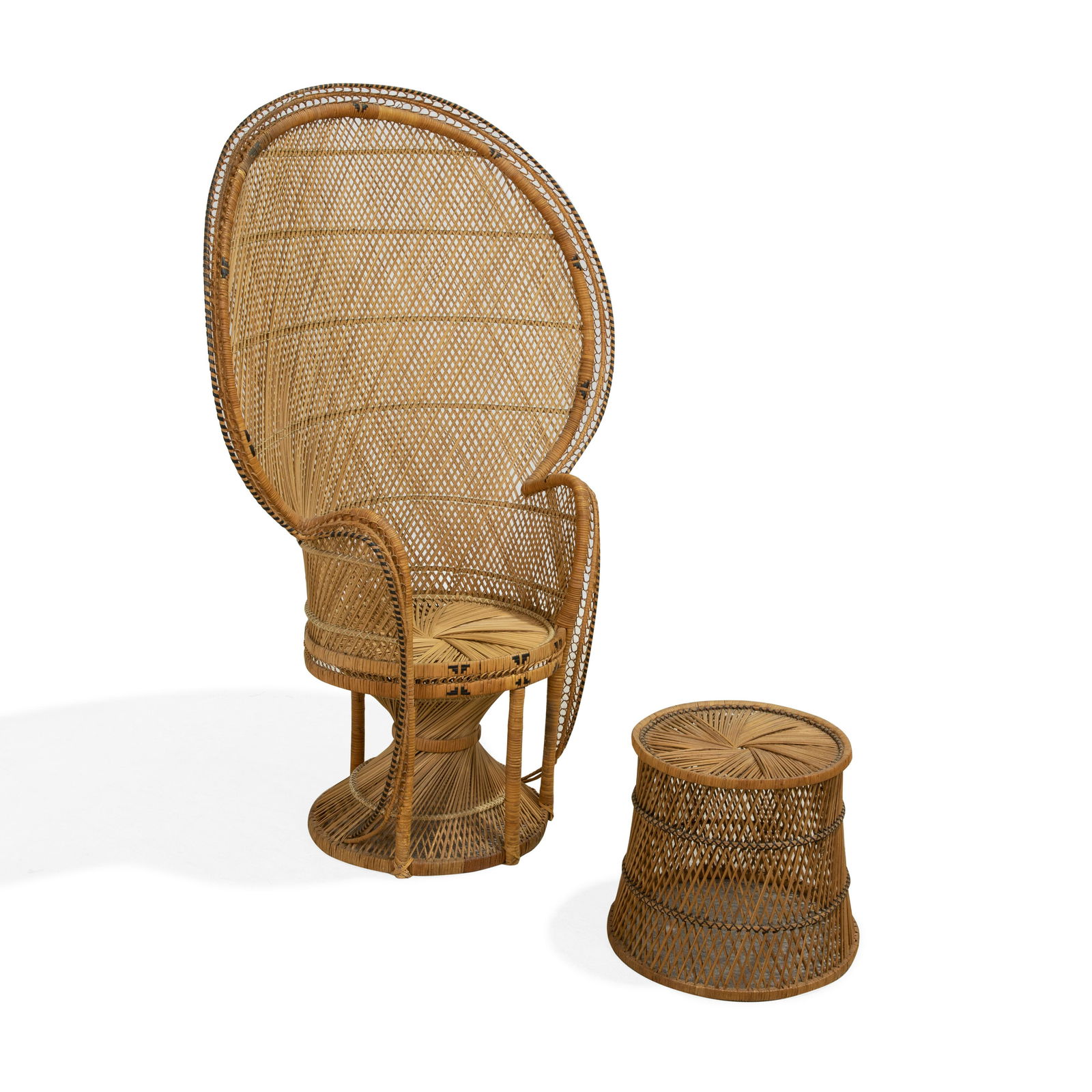 Rattan Peacock Chair and Ottoman (1 of 3)
