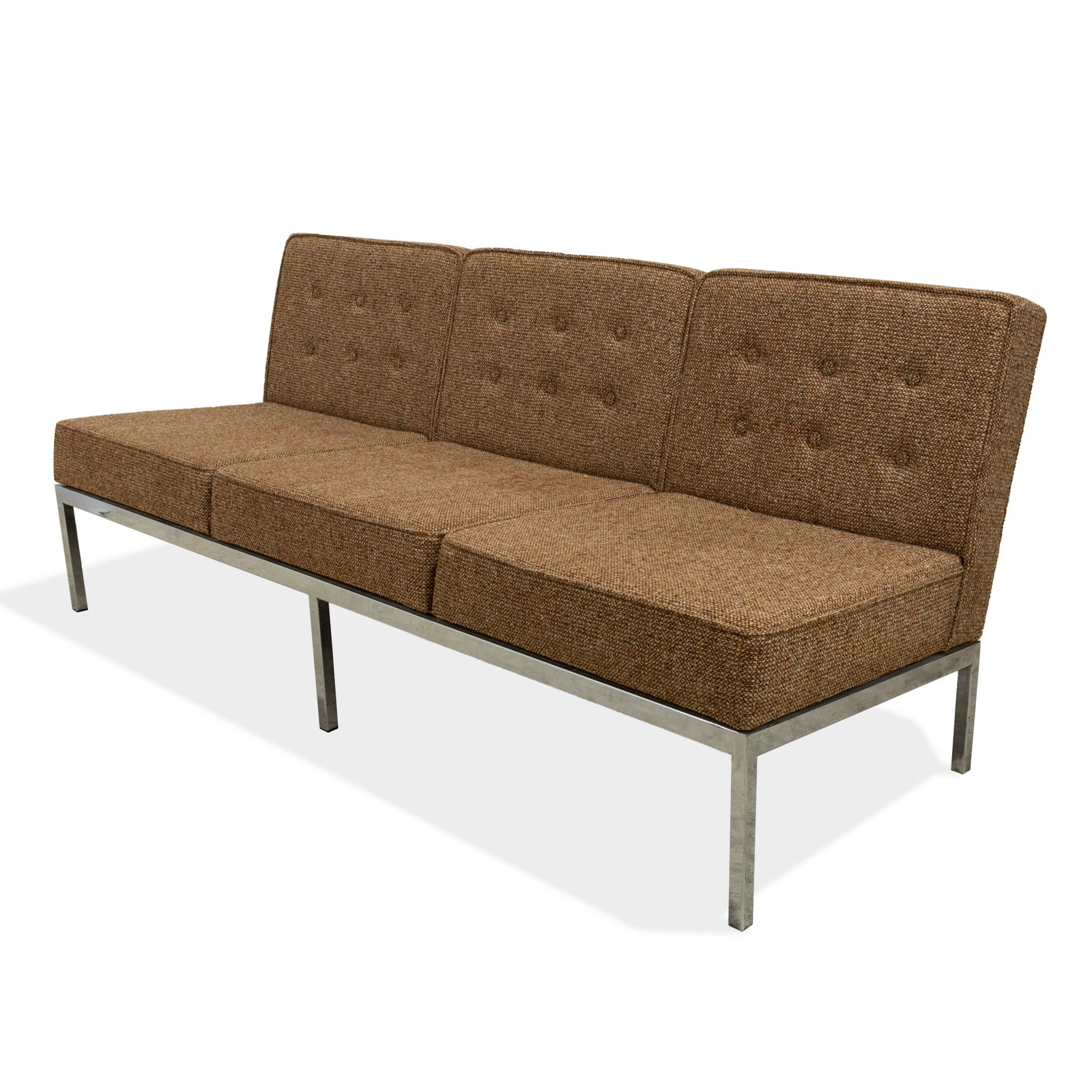 Knoll Style - Chrome Sofa: Description - Knoll style chrome sofa. Dimensions - 31" x 76" x 30"