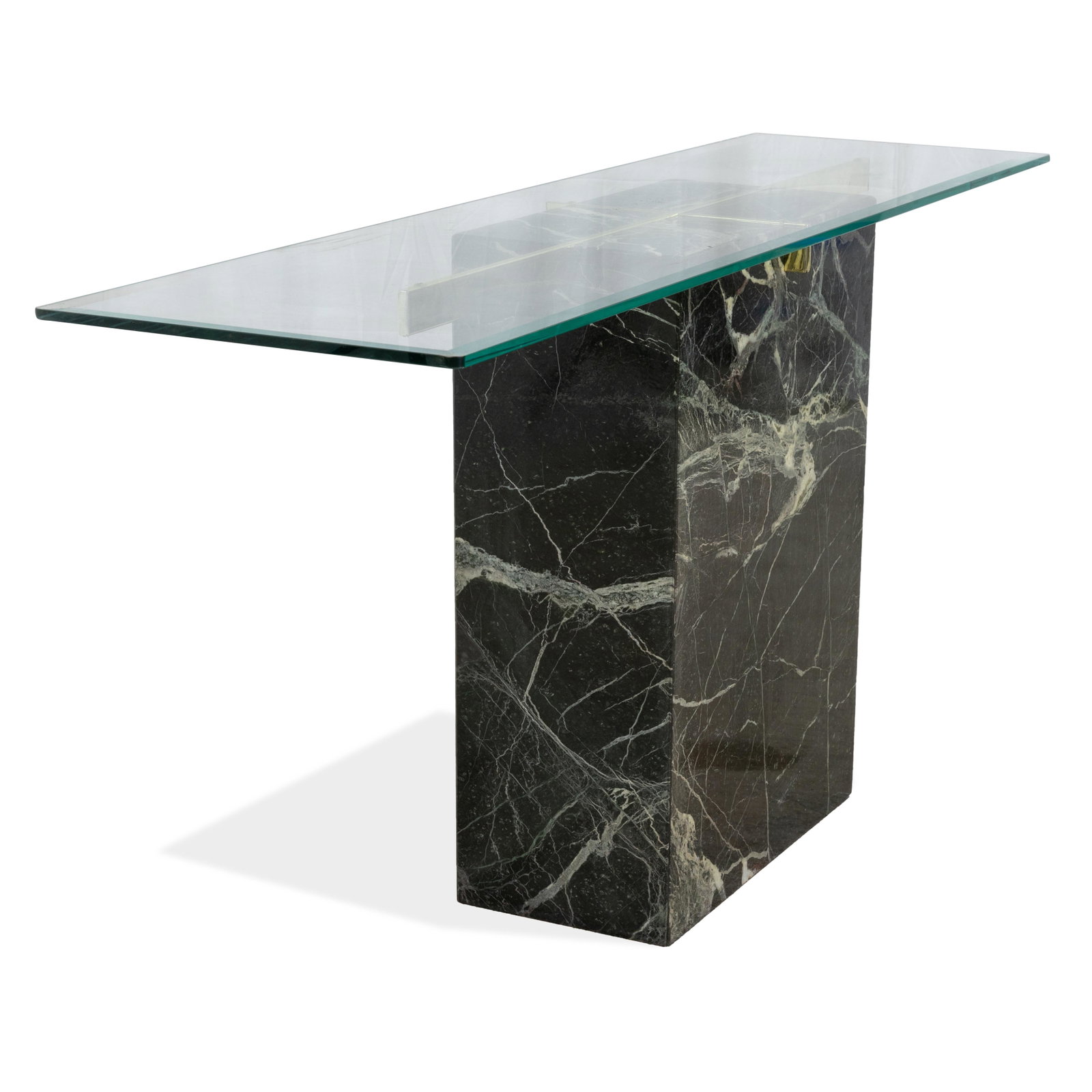 Artedi - Marble Console: Description - Artedi marble and glass console. Dimensions - 28.5" x 59" x 16"