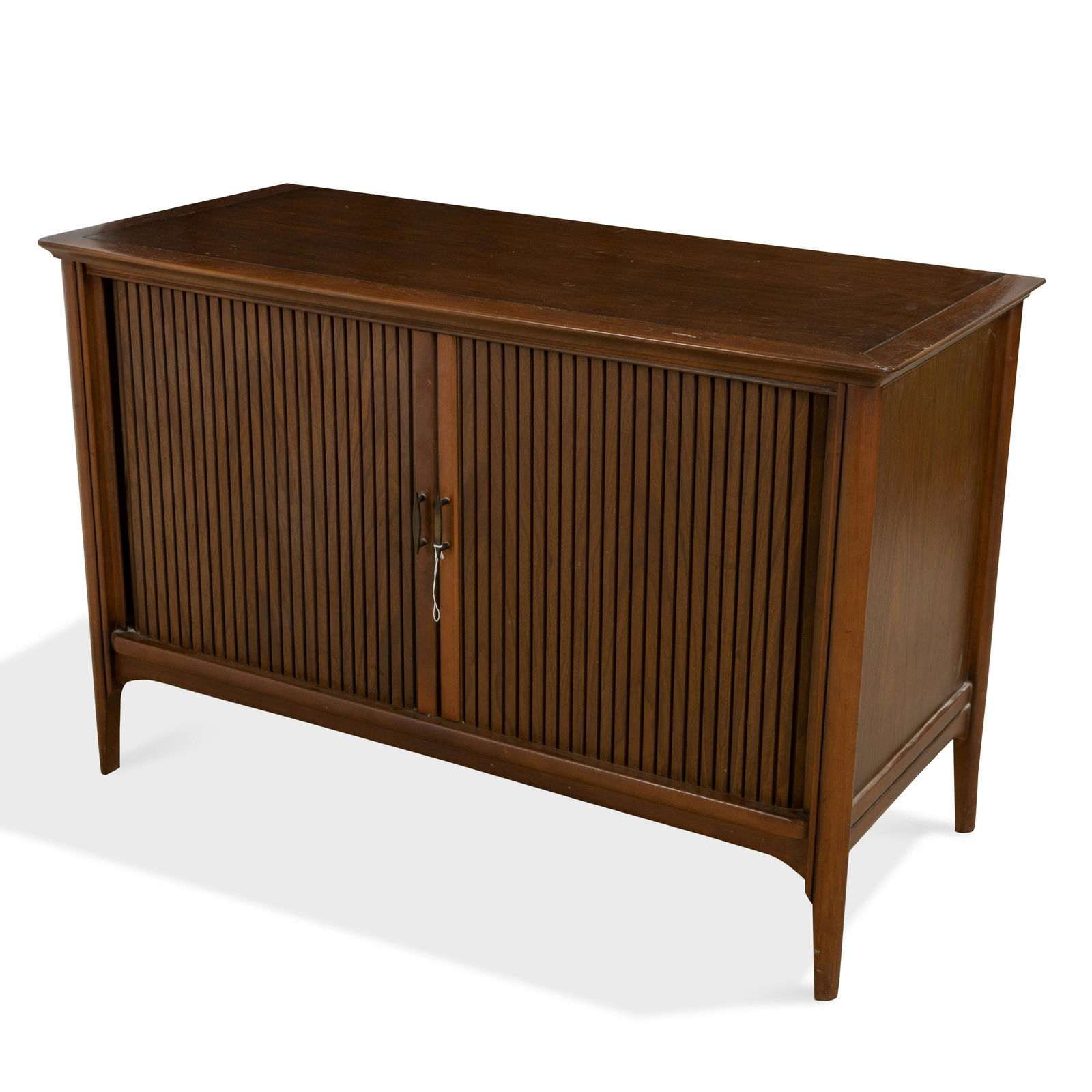 Walnut Tambour Door Credenza Stereo Cabinet (1 of 5)