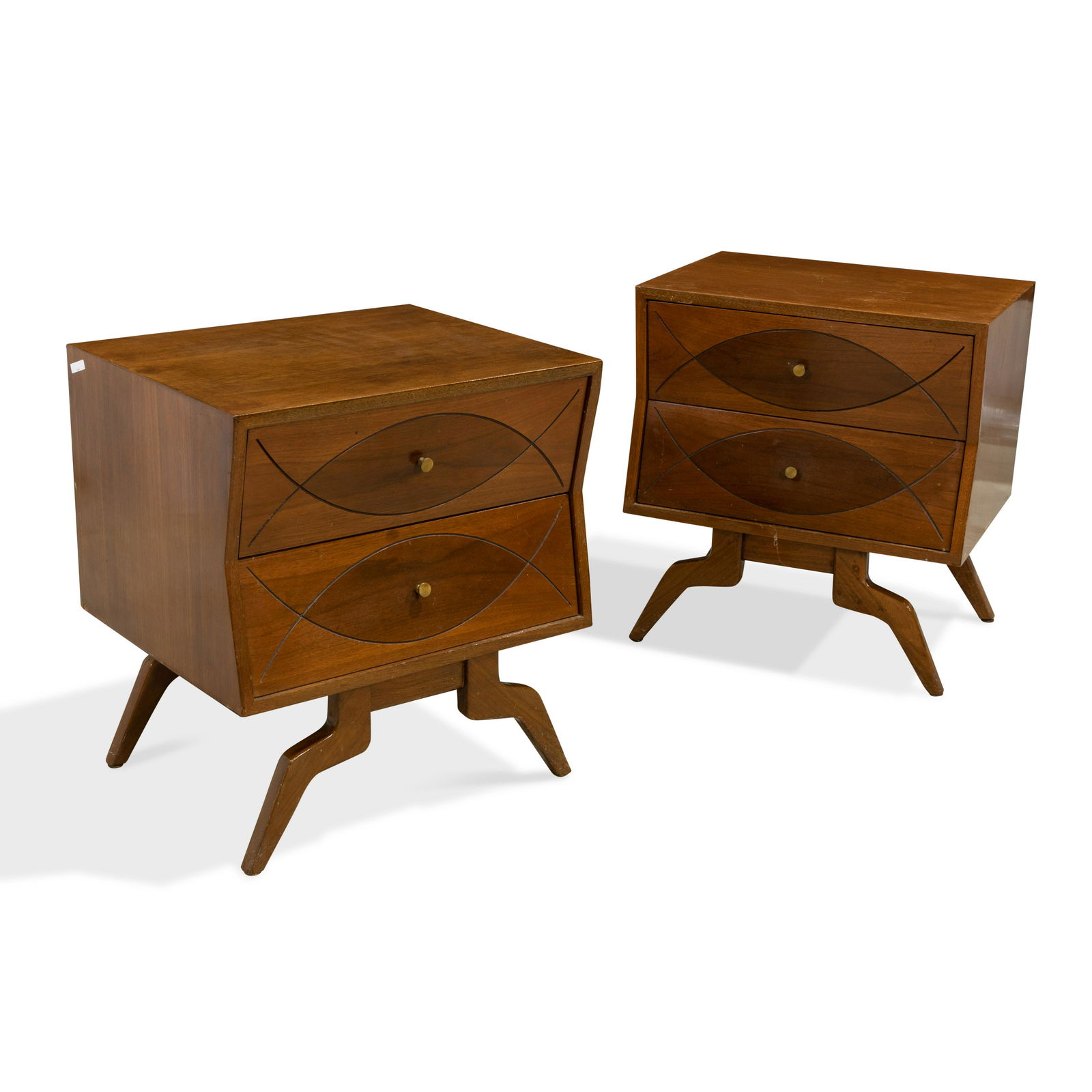 Sculpted Brass Pull Nightstands - Pair (1 of 5)