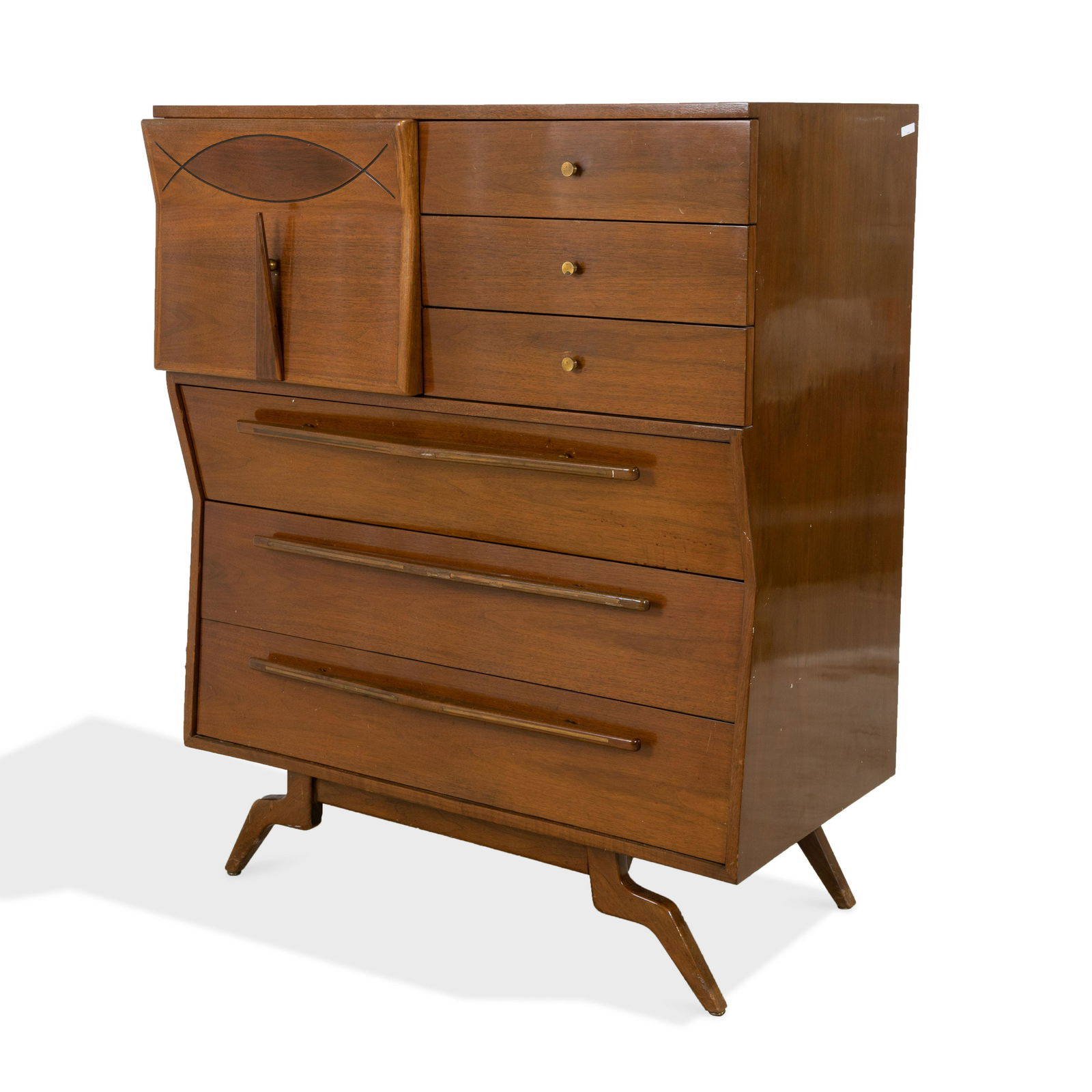 Sculpted Walnut Highboy Dresser (1 of 7)