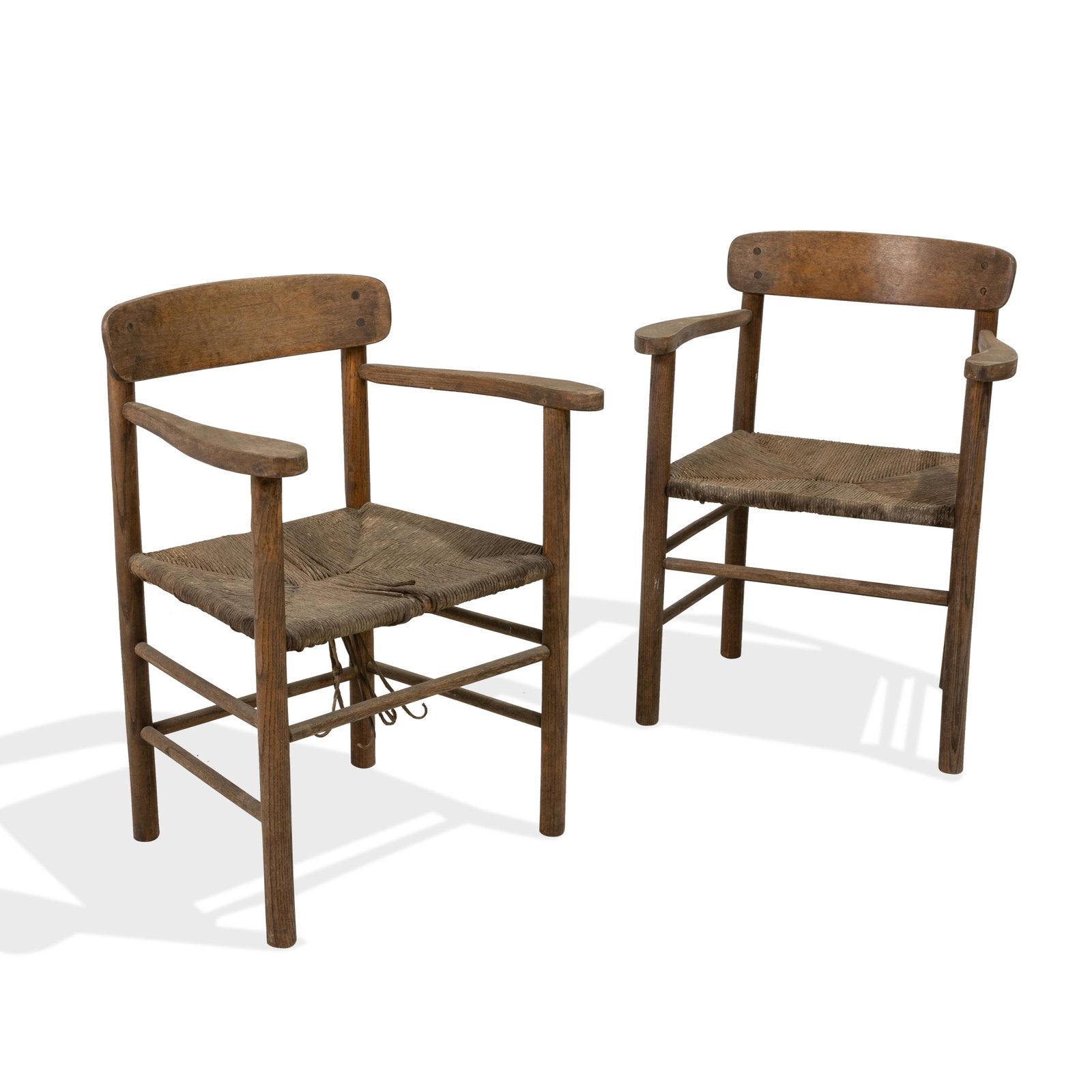 Borge Mogensen Style - Arm Chairs: Description - Pair of Borge Mogensen style arm chairs. Dimensions - 30" x 23" x 20"