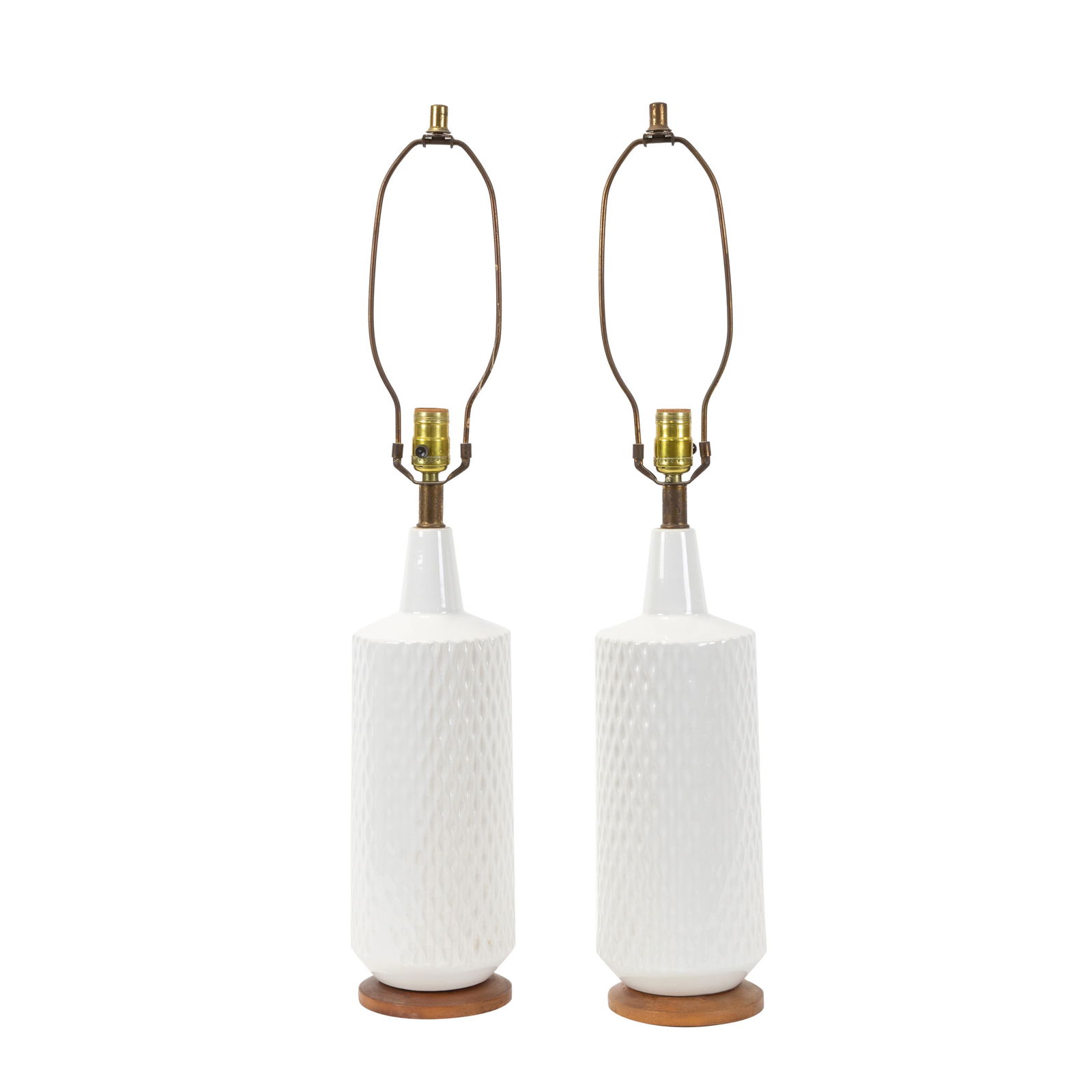 Quilted Style Pottery Lamps - Pair (1 of 3)