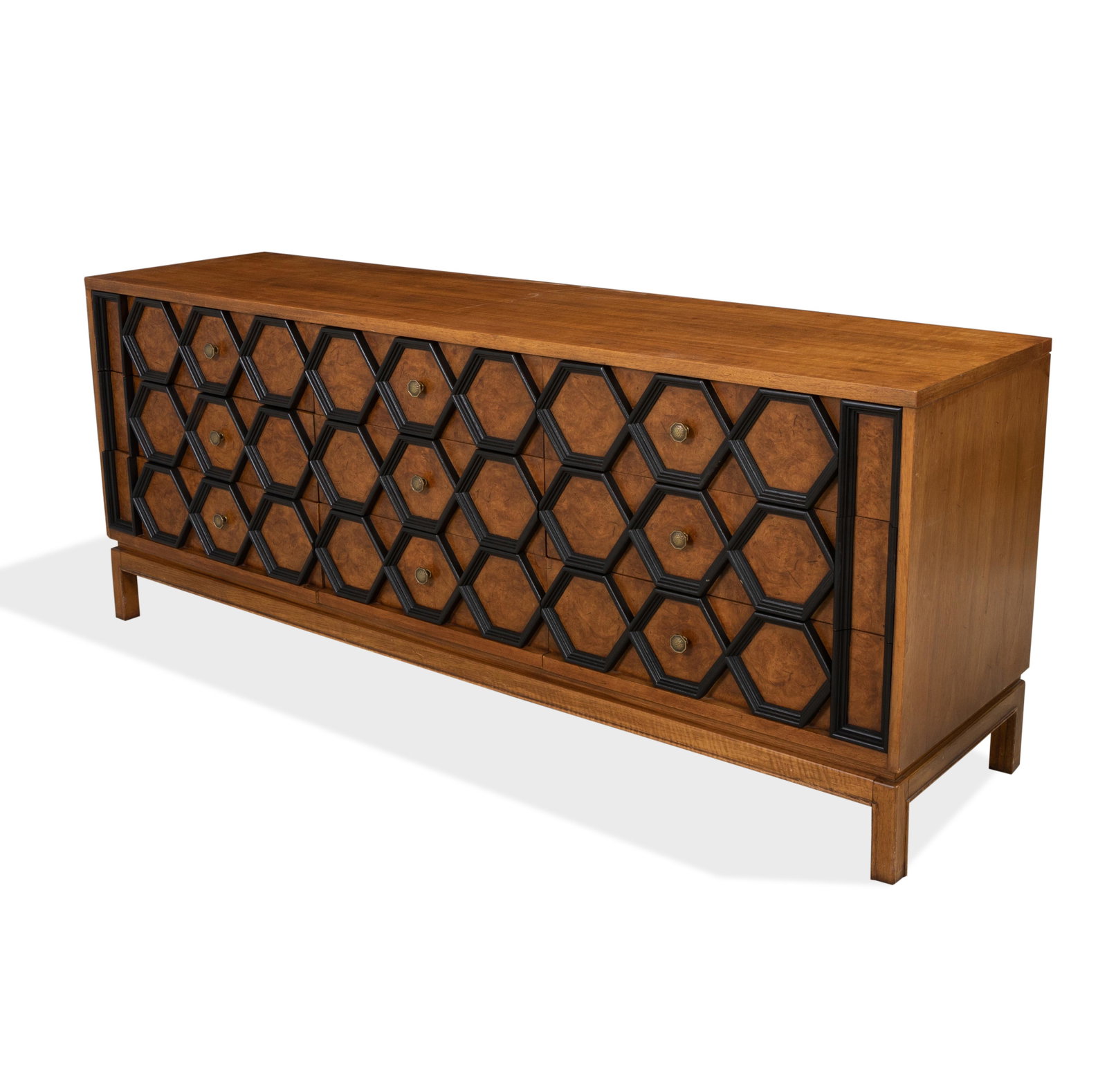 Thomasville - Honeycomb Triple Dresser: Description - Thomasville honeycomb triple dresser. Dimensions - 31" x 77" x 20"