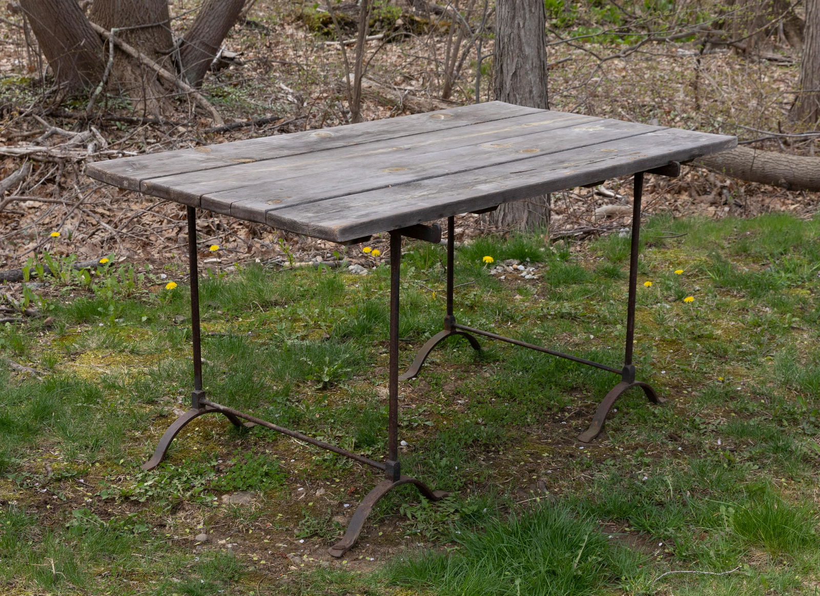 Wood and Wrought Iron Patio Table (1 of 2)