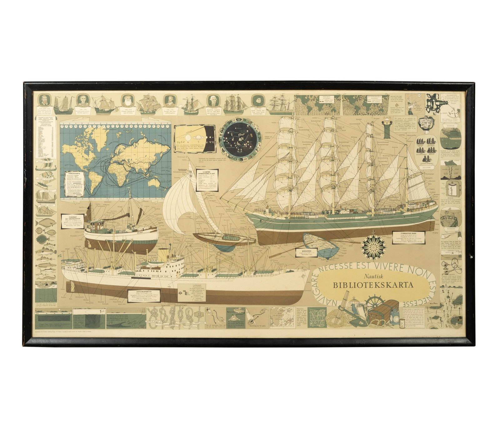 Arne Fredin - Swedish Nautical Cart: Description - Arne Fredin Swedish modern nautical cart. Dimensions - 29" x 50"