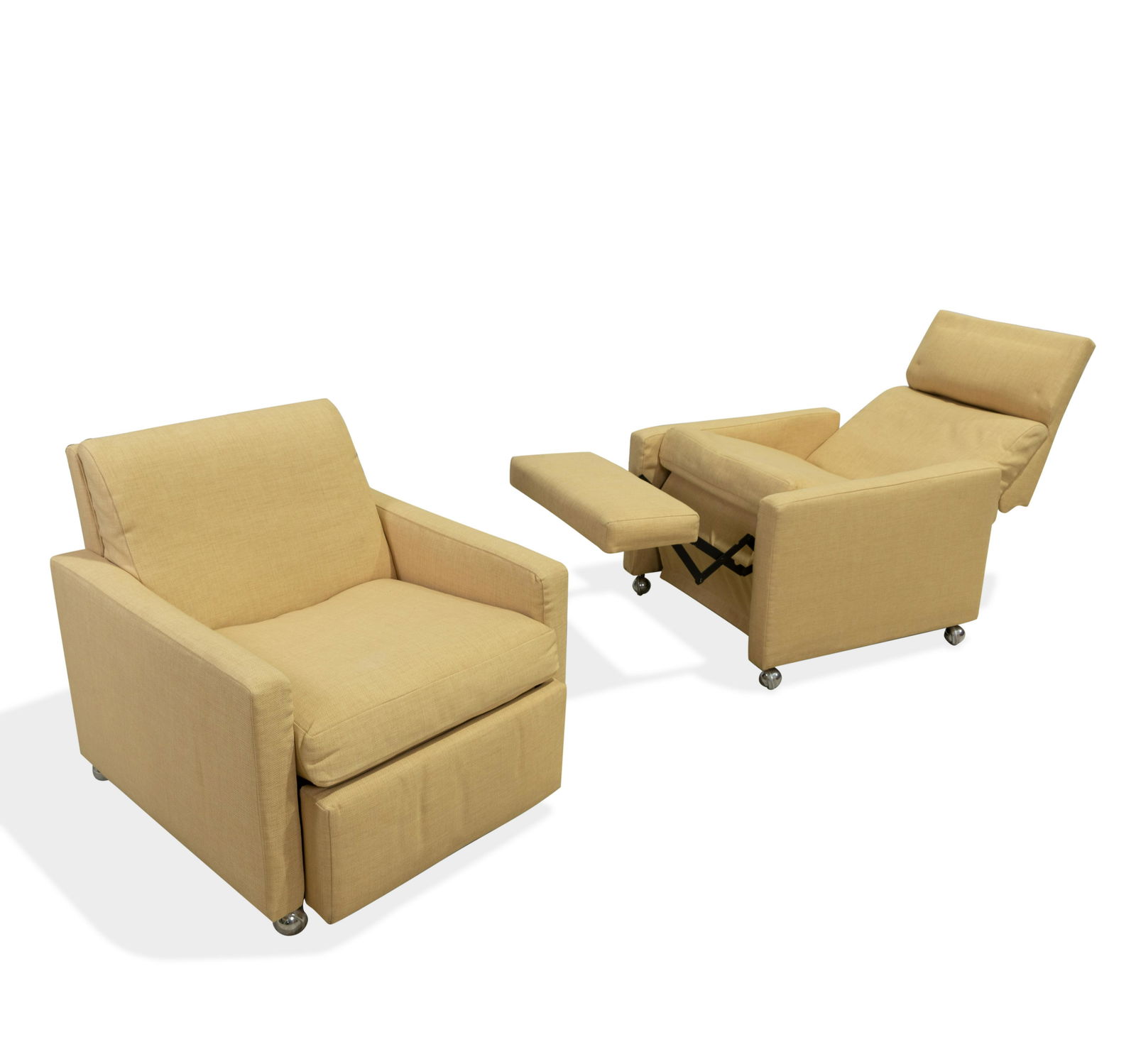 Linen Recliners - Pair: Description - Pair of linen recliners with extending headrest. Dimensions - 29" x 29" x 32"