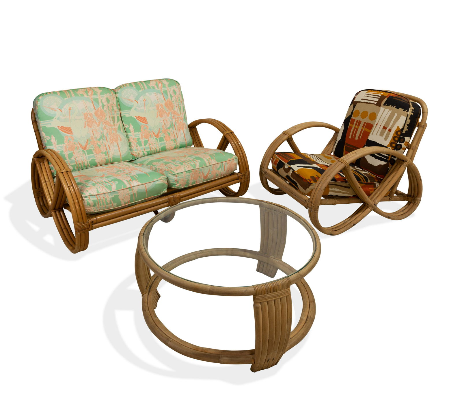 Deco Style Rattan Loveseat, Chair and Coffee Table (1 of 3)