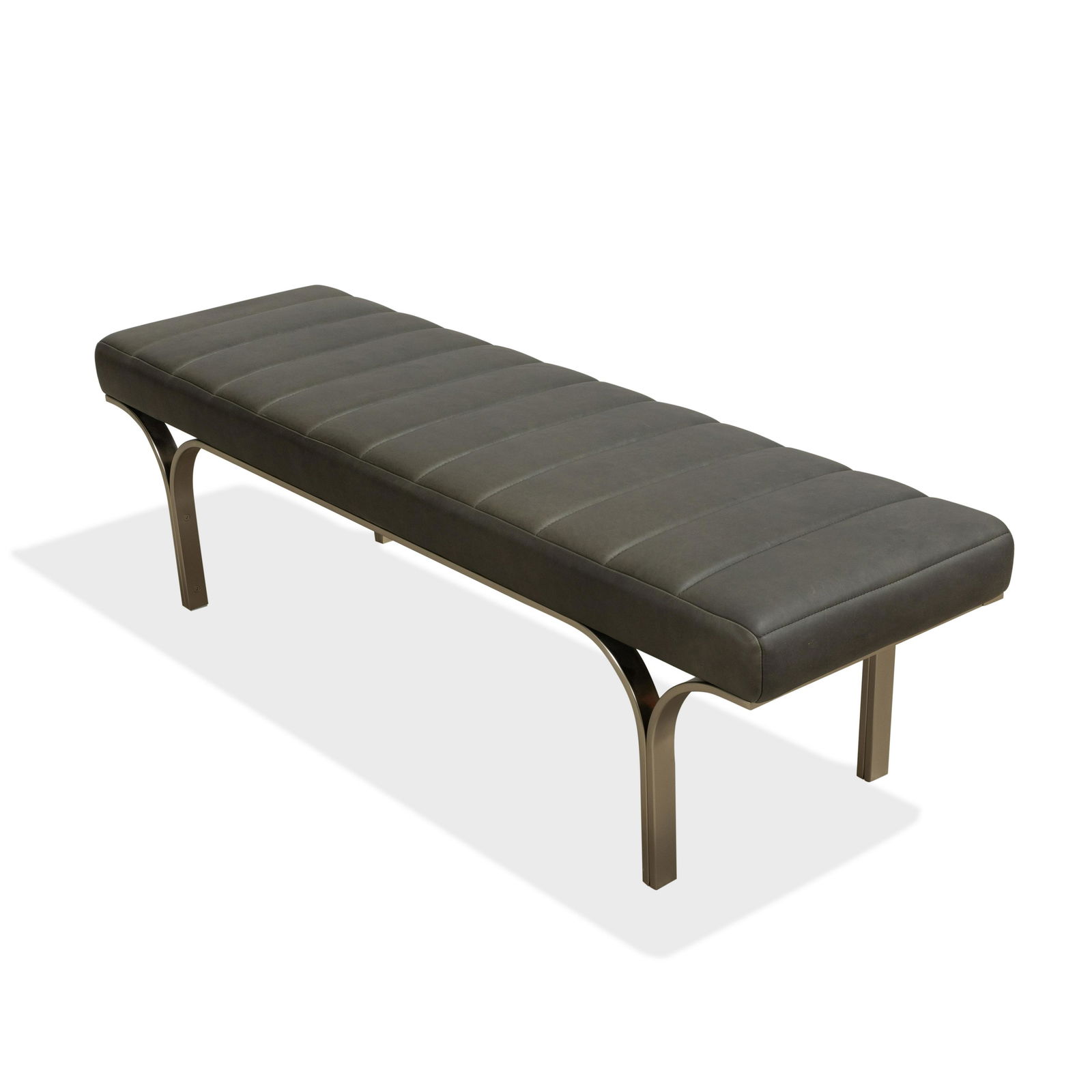 Gray Leather Bench (1 of 3)