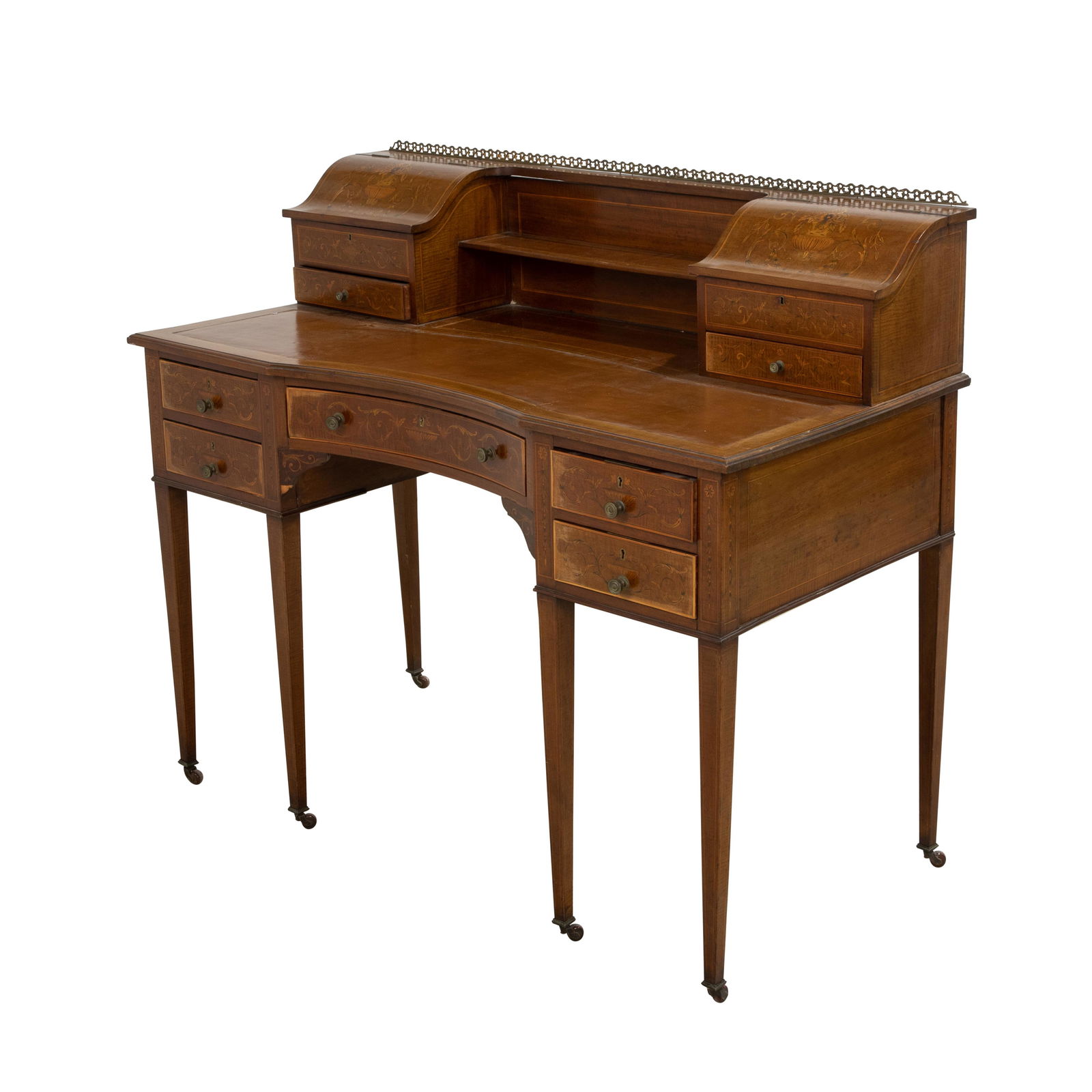 Inlaid Edwardian Mahogany Desk (1 of 6)