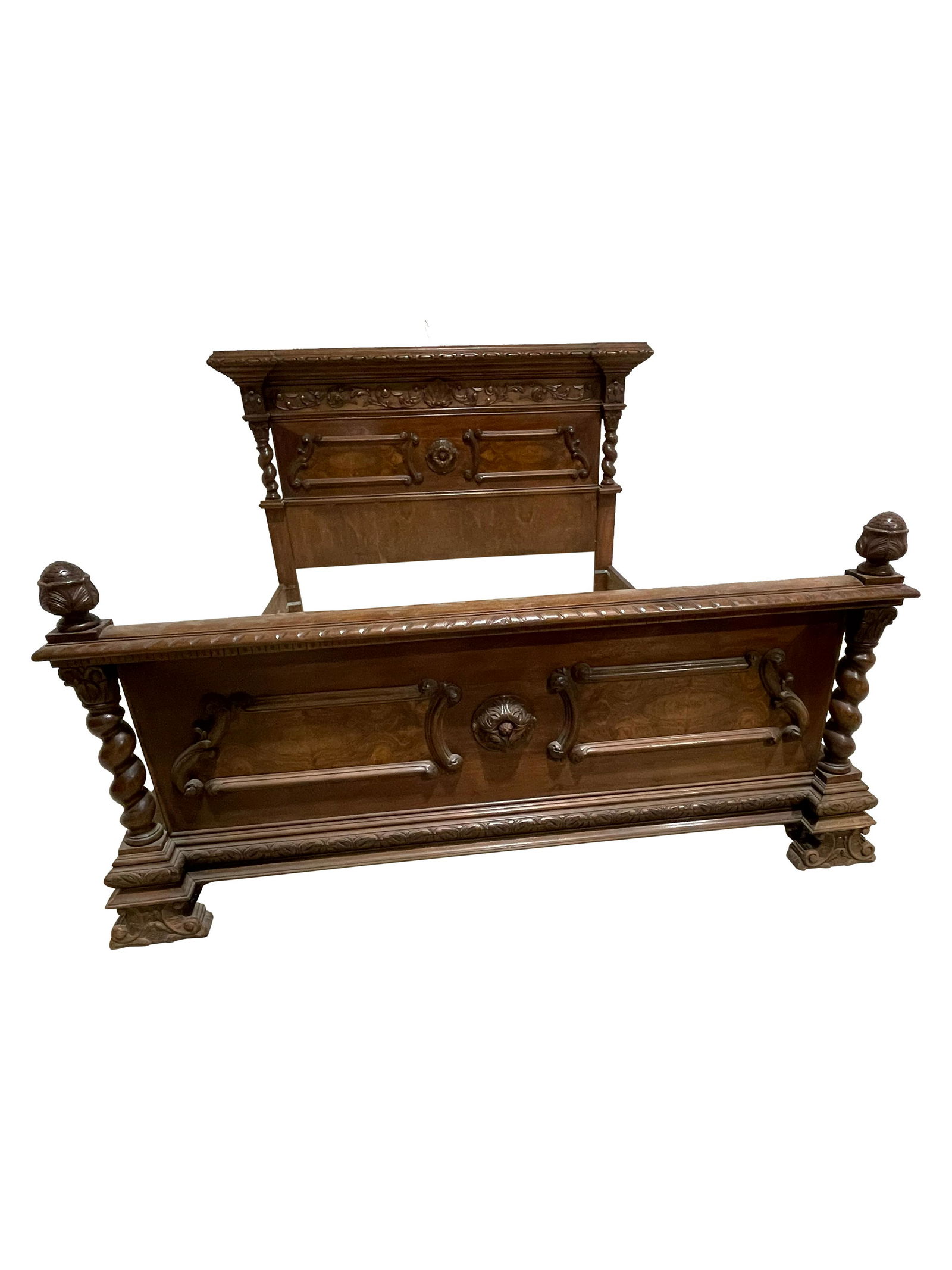 Carved Walnut Queen Bed (1 of 2)