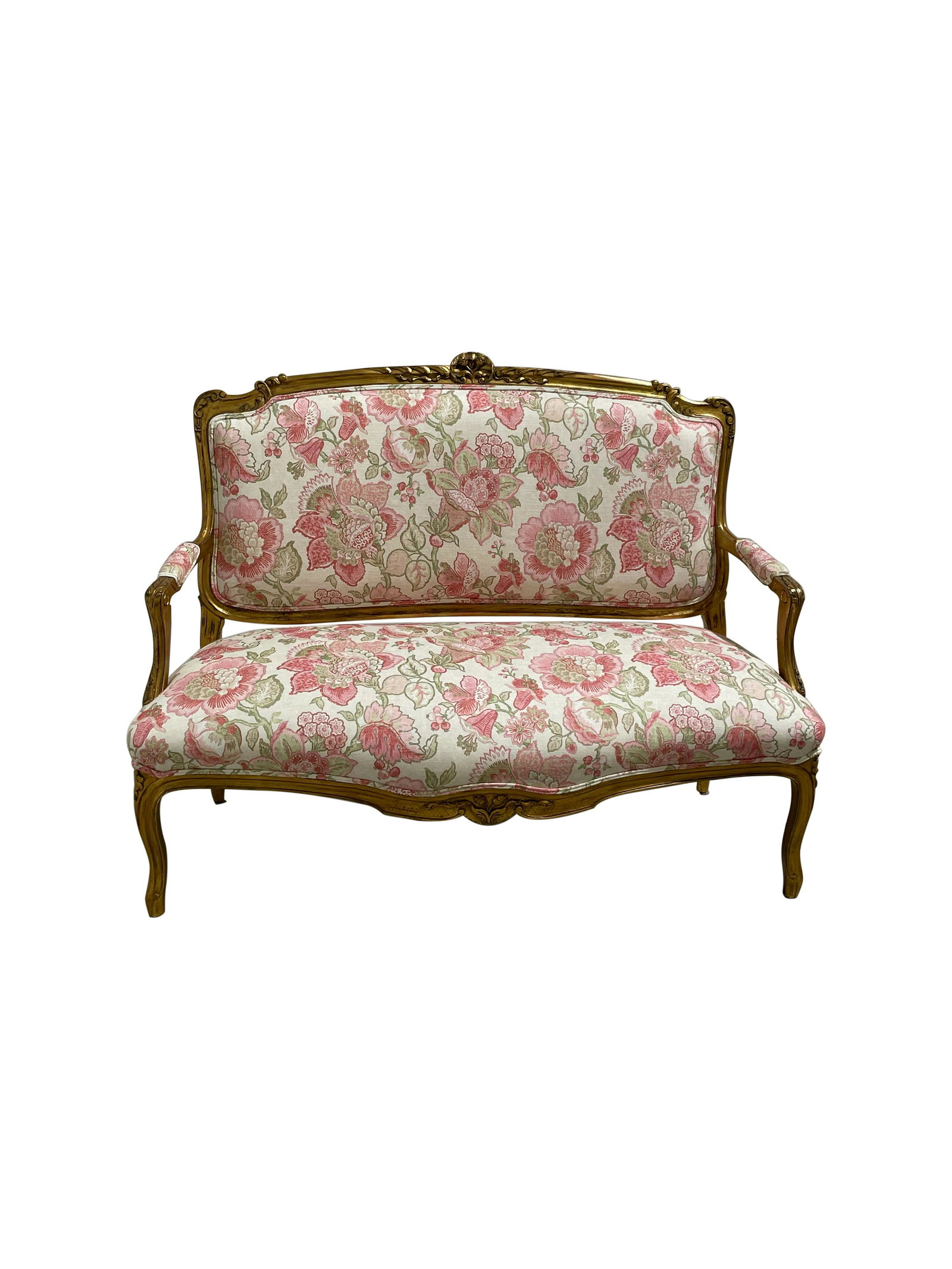 Louis XV Gilt French Loveseat: Description - Louis XV gilt French loveseat. Dimensions -