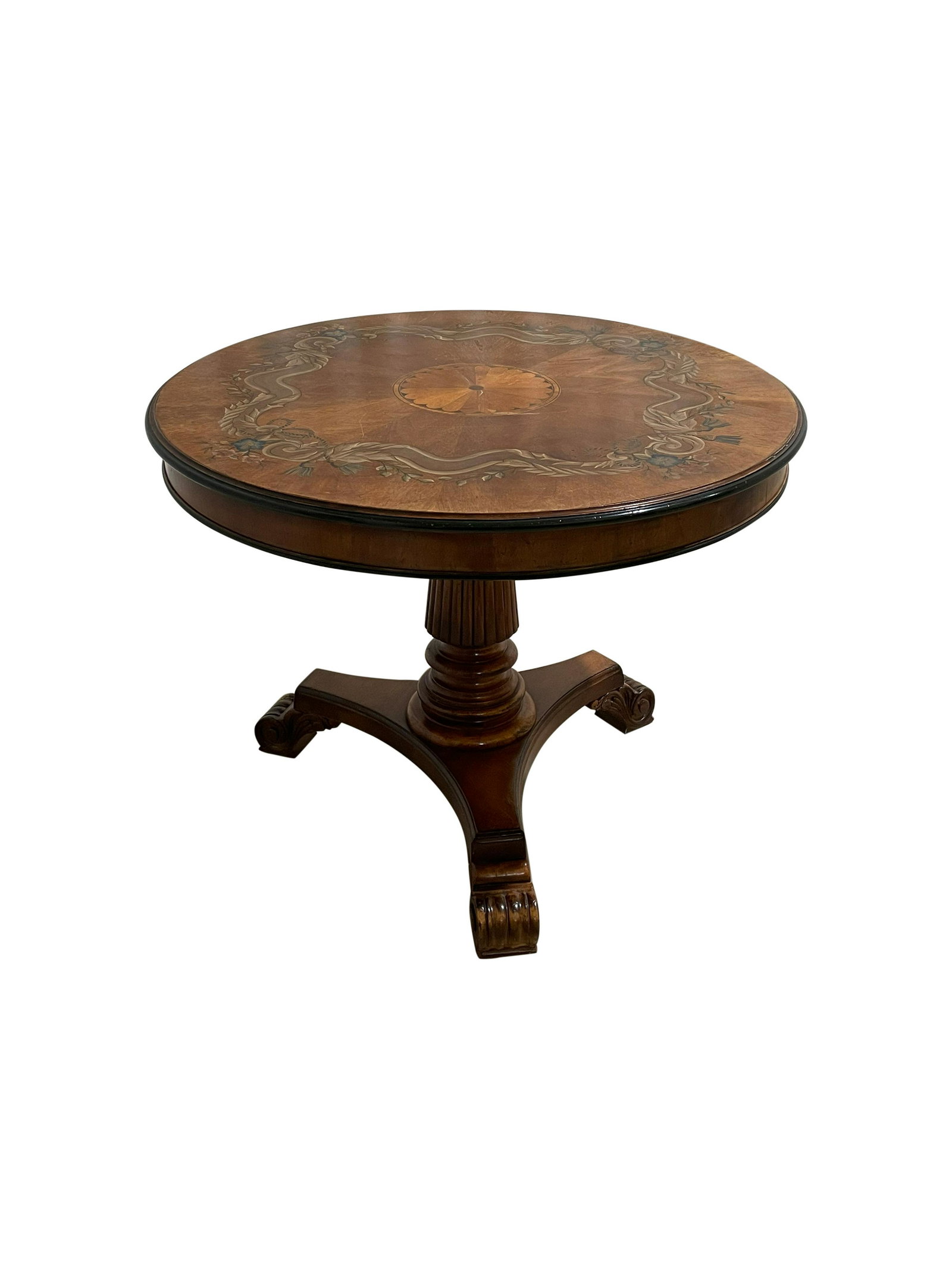Decorated Italian Style Center Table: Description - Decorated Italian style center table. Dimensions - 28.5 x 37.5"