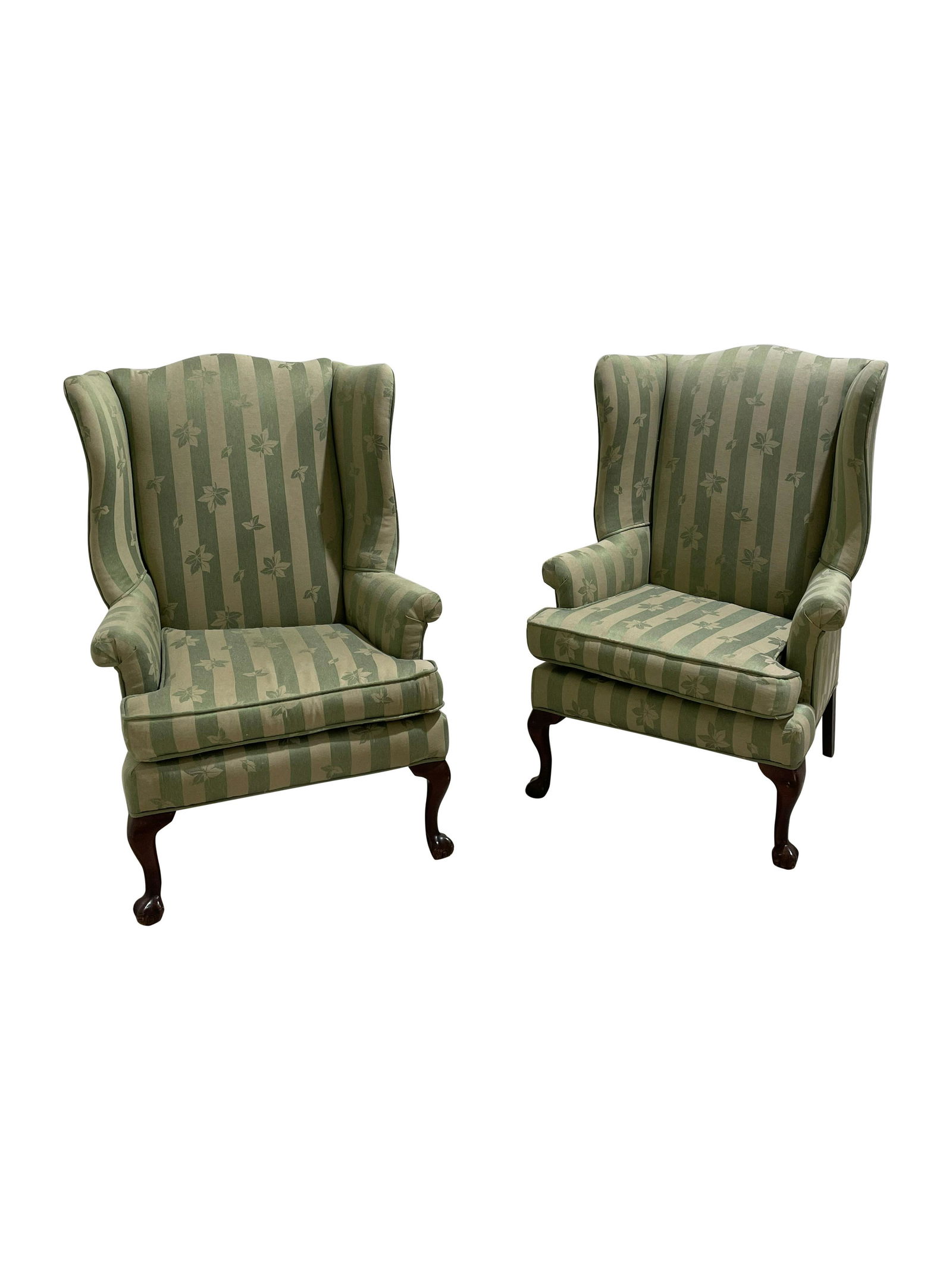 Mahogany Ball and Claw Wing Chairs - Pair (1 of 2)