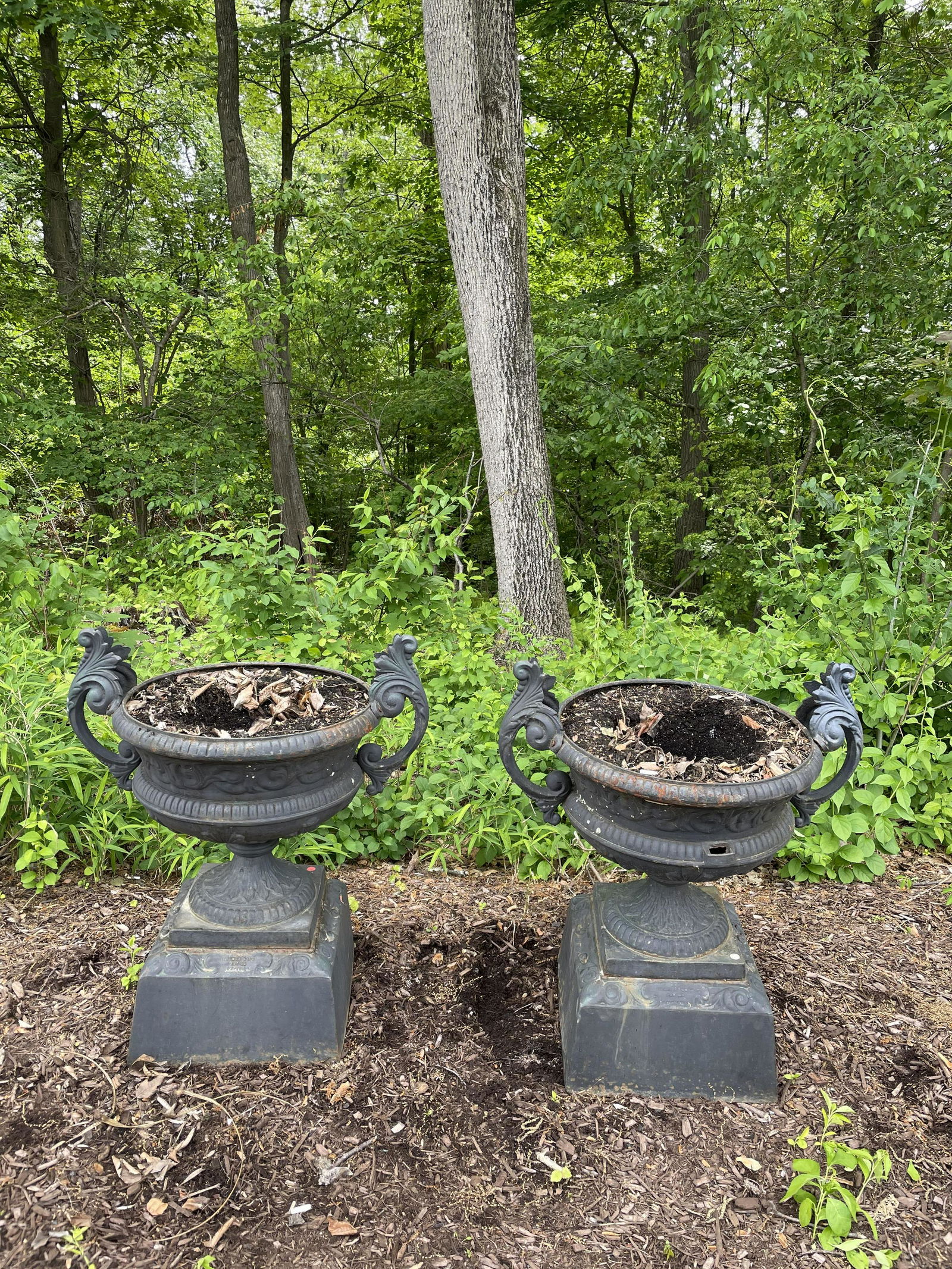 Victorian Cast Iron 3 Part Urns - Pair (1 of 3)