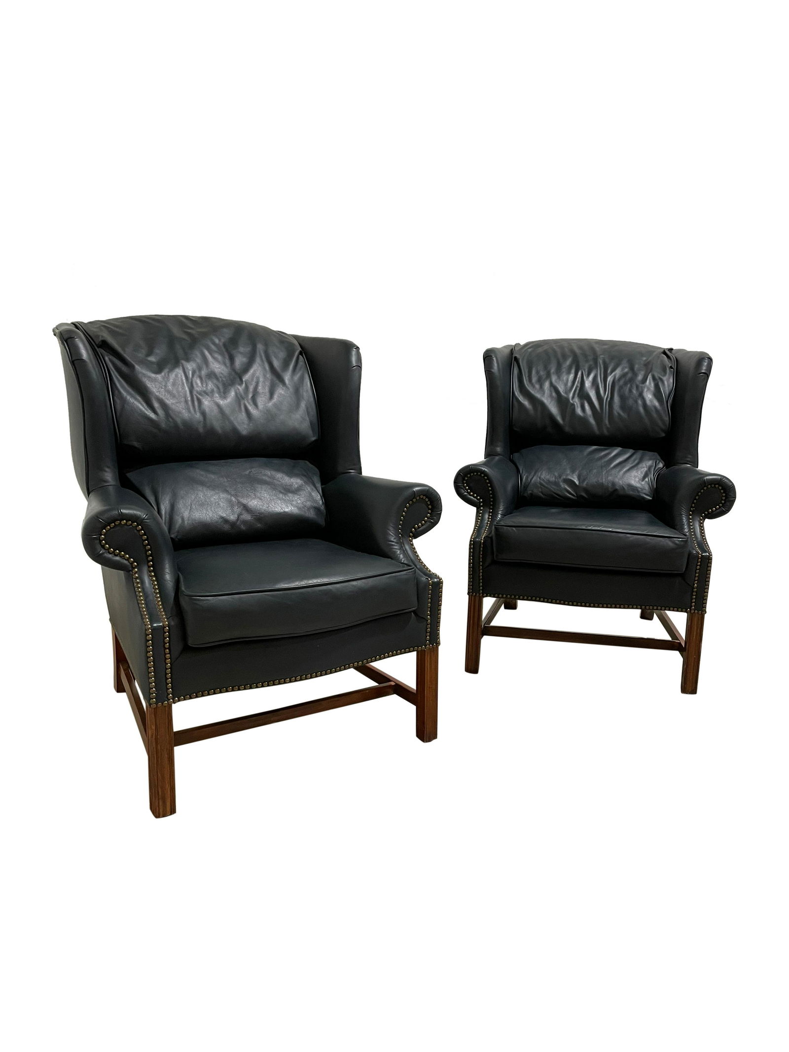 Broyhill - Leather Wing Chairs - Pair (1 of 4)