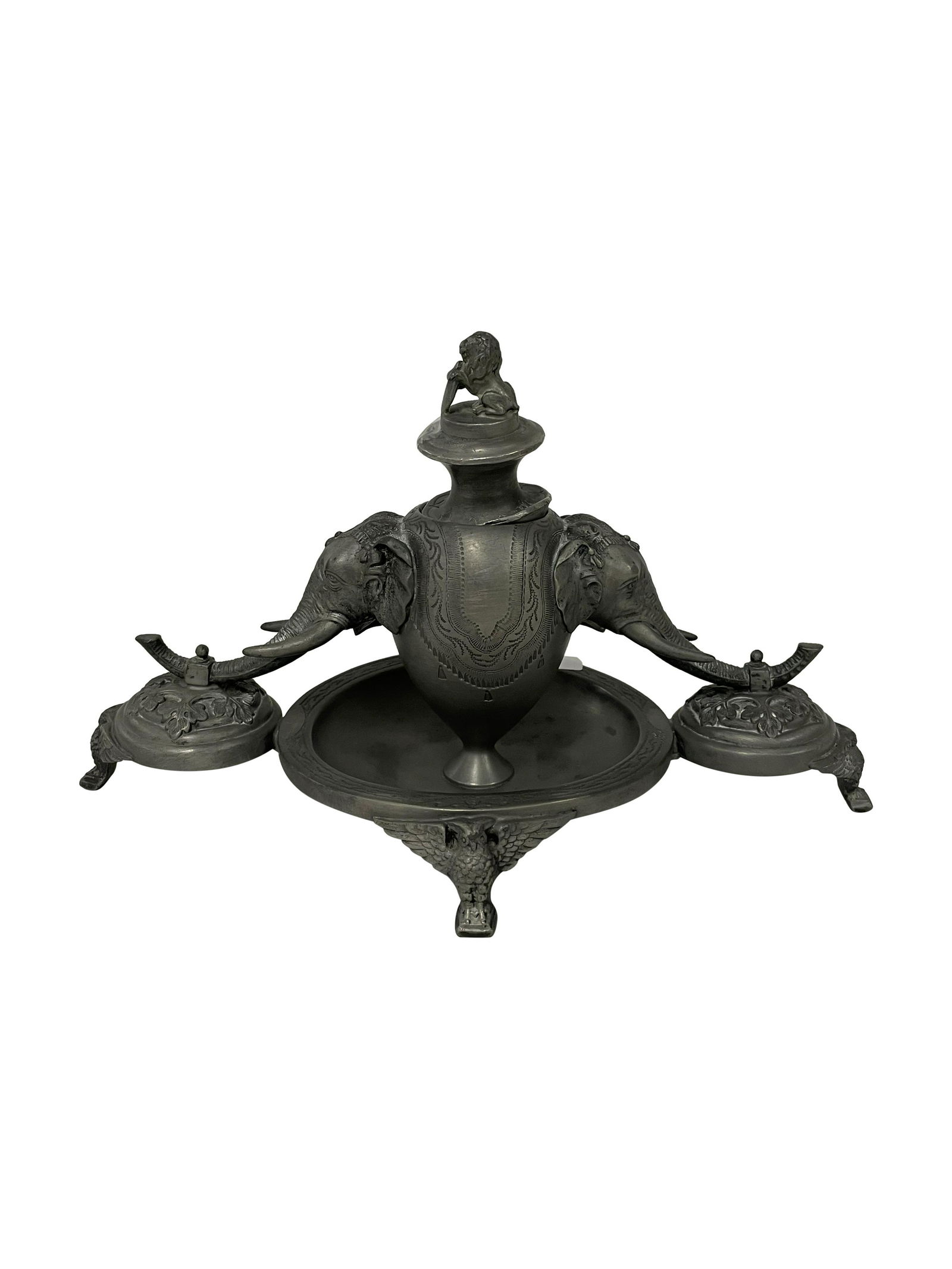 Figural Pewter Inkwell (1 of 2)