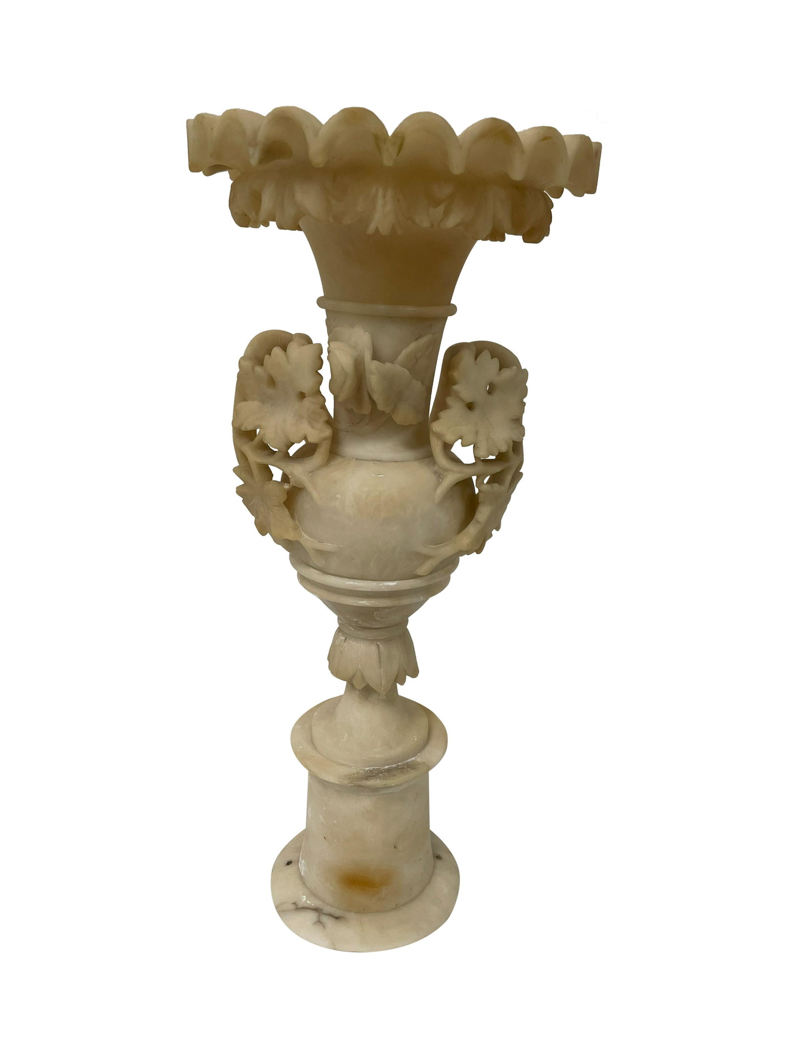 Alabaster Vase: Description - Alabaster 4 part vase. Dimensions - 18" x 9"