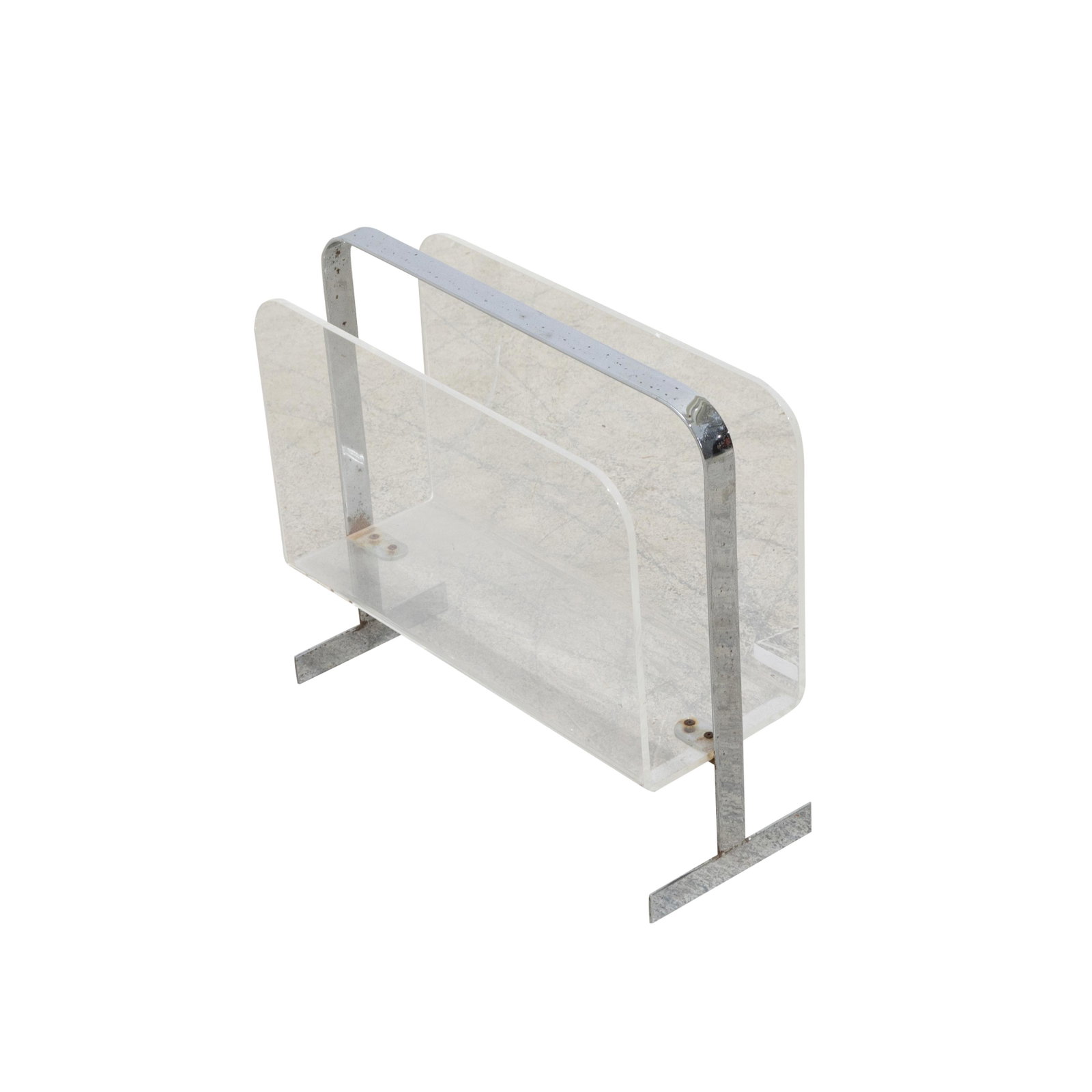 Lucite Magazine Rack: Description - Lucte magazine rack. Dimensions -