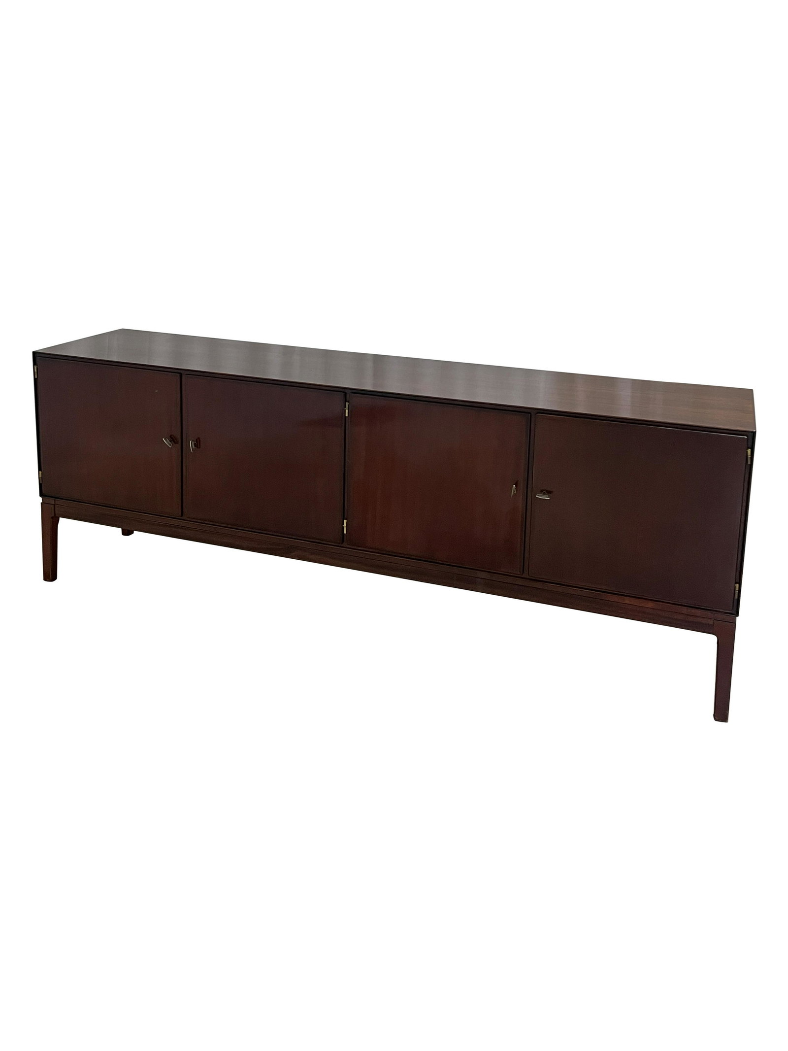 Danish Rosewood Credenza: Description - Danish Rosewood Credenza. Dimensions - 32" x 87" x 19"