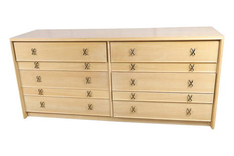 Paul Frankl - Long Dresser: Description - Paul Frankl long dresser with x handles. Dimensions - 32" x 72" x 22"