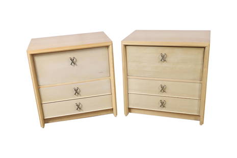 Paul Frankl - Nightstands: Description - Paul Frankl pair of nightstands with x handles. Dimensions - 24" x 24" x 17"