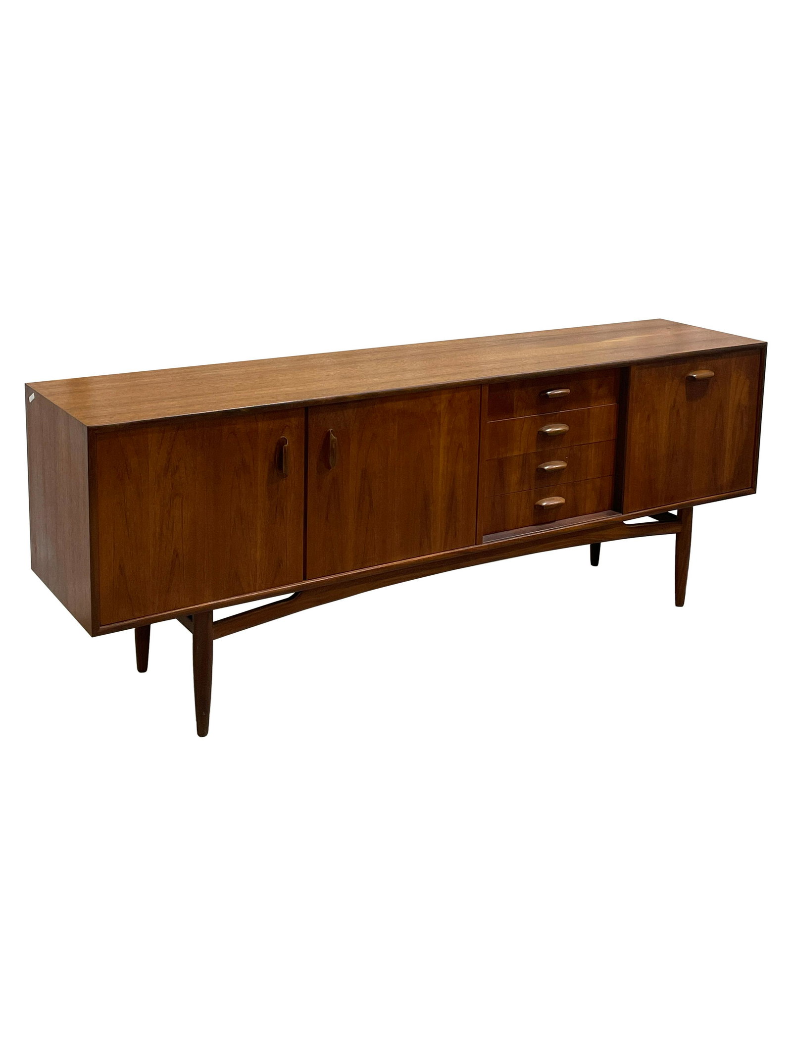 Danish Credenza: Description - Danish credenza with sculpted handles. Dimensions - 31" x 81" x 18"