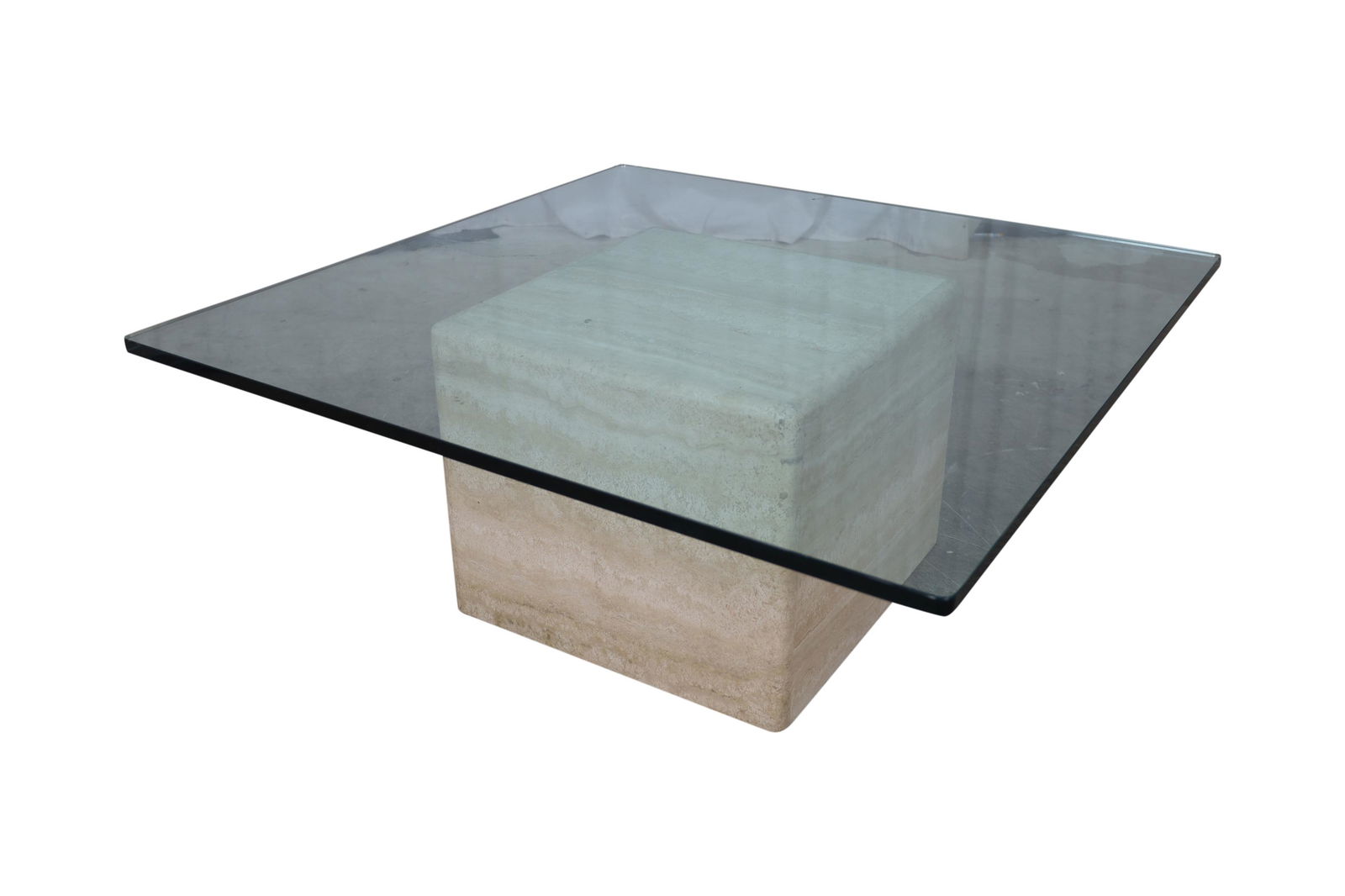 Travertine and Glass Coffee Table (1 of 2)
