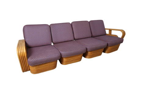 Paul Frankl - Rattan Sofa: Description - Paul Frankl rattan 4 part sofa. Dimensions - 31" x 100" x 35"