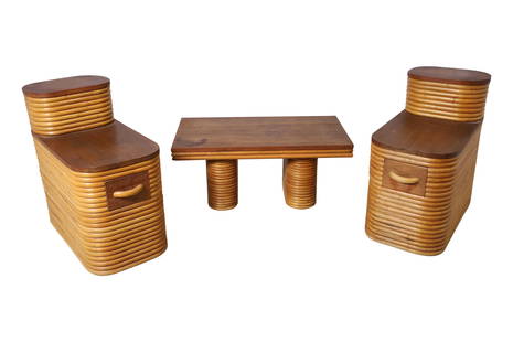 Paul Frankl - Rattan Tables - 3: Description - Paul Frankl rattan tables, 3. Dimensions - pair- 28" x 15" x 29"