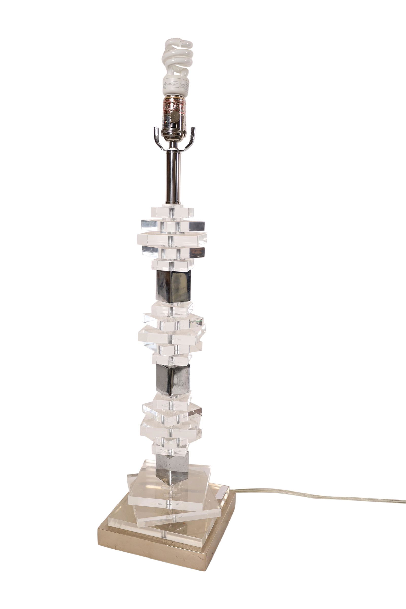 Stacked Lucite and Chrome Lamp (1 of 2)