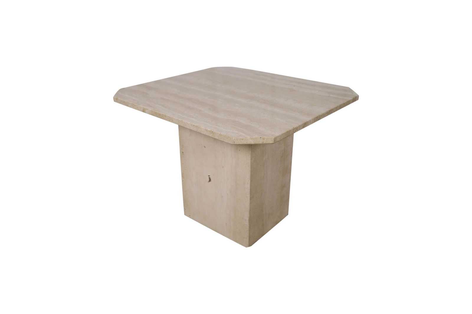 Travertine Table: Description - Travertine table. Dimensions - 20" x 27" x 24.5"