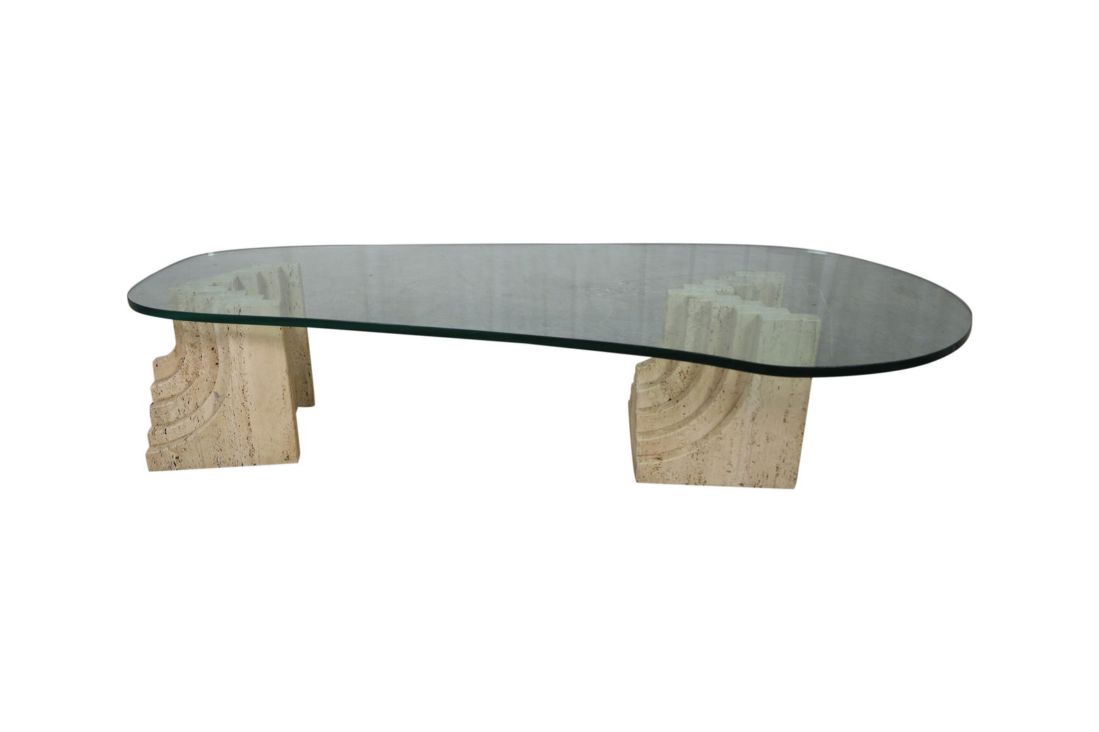 Travertine and Glass Coffee Table (1 of 2)