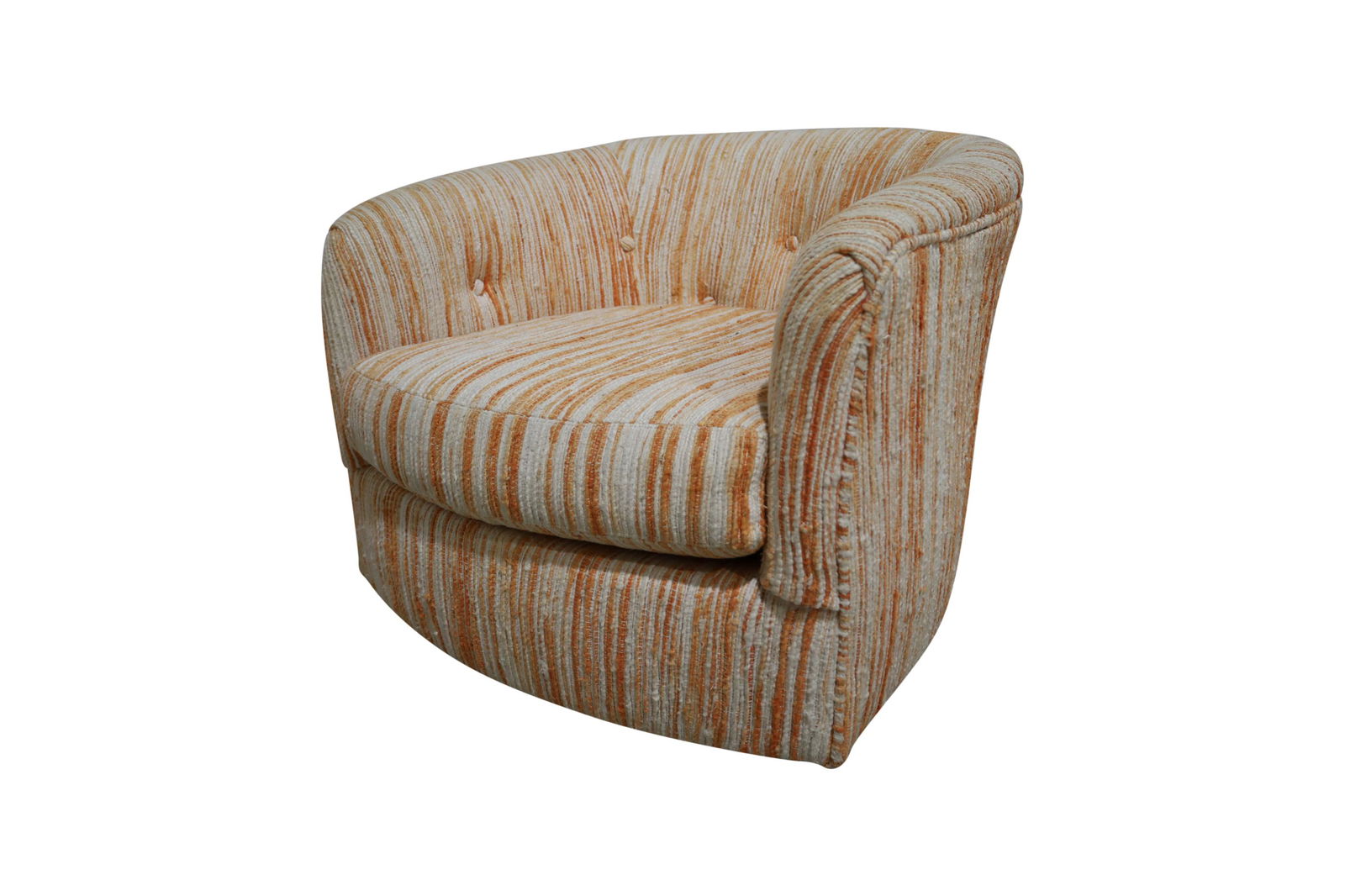 Milo Baughman - Swivel Chair: Description - Milo Baughman swivel chair with walnut base. Dimensions - 24.5" x 27.5" x 26"